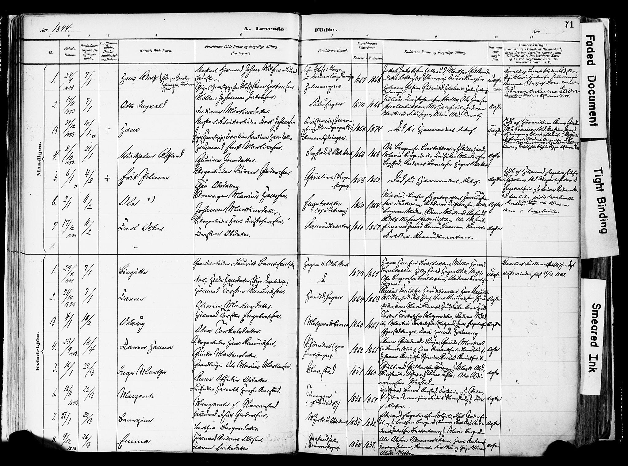 Sør-Odal prestekontor, AV/SAH-PREST-030/H/Ha/Haa/L0006: Parish register (official) no. 6, 1886-1931, p. 71