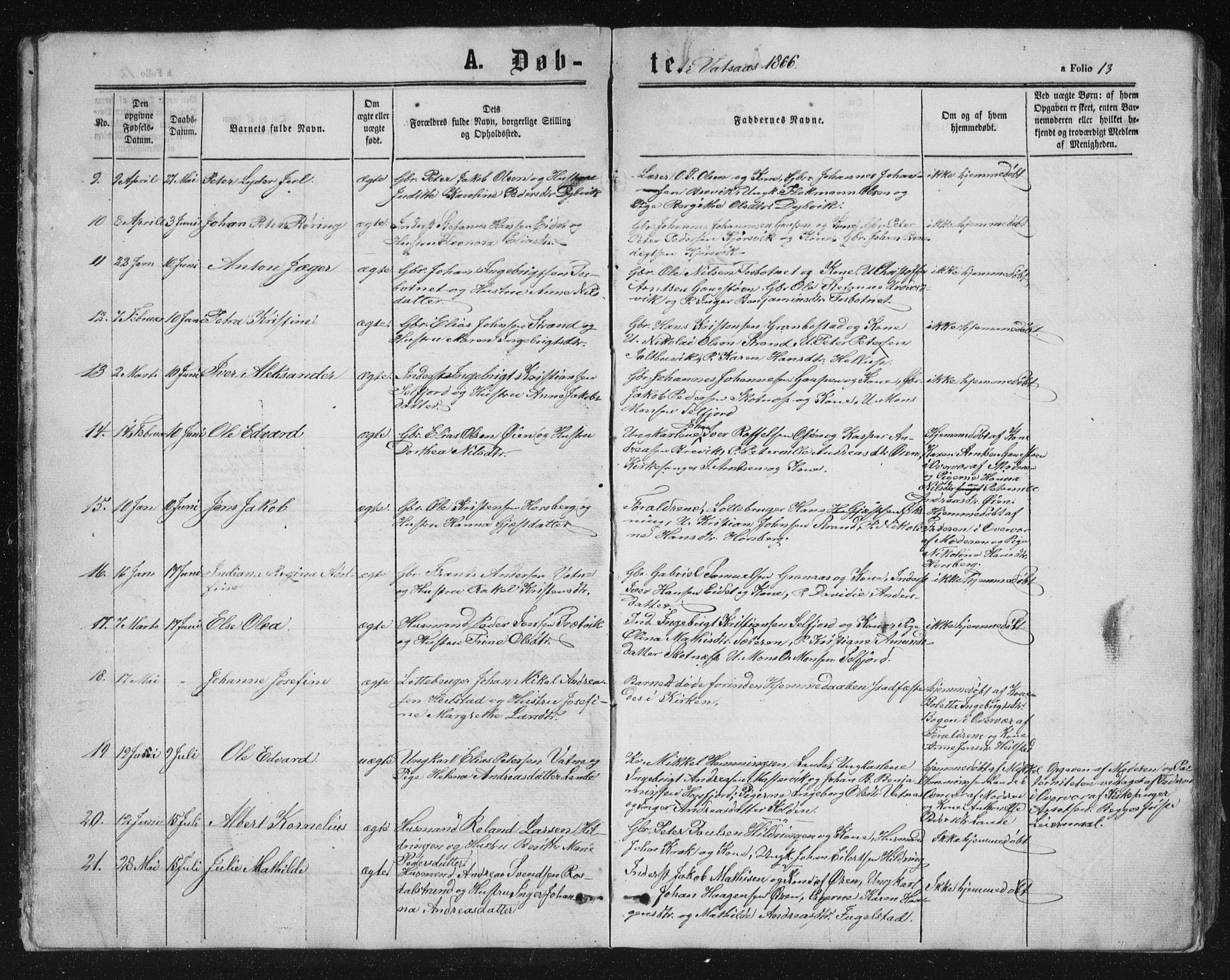 Ministerialprotokoller, klokkerbøker og fødselsregistre - Nordland, AV/SAT-A-1459/810/L0158: Parish register (copy) no. 810C02 /1, 1863-1883, p. 13