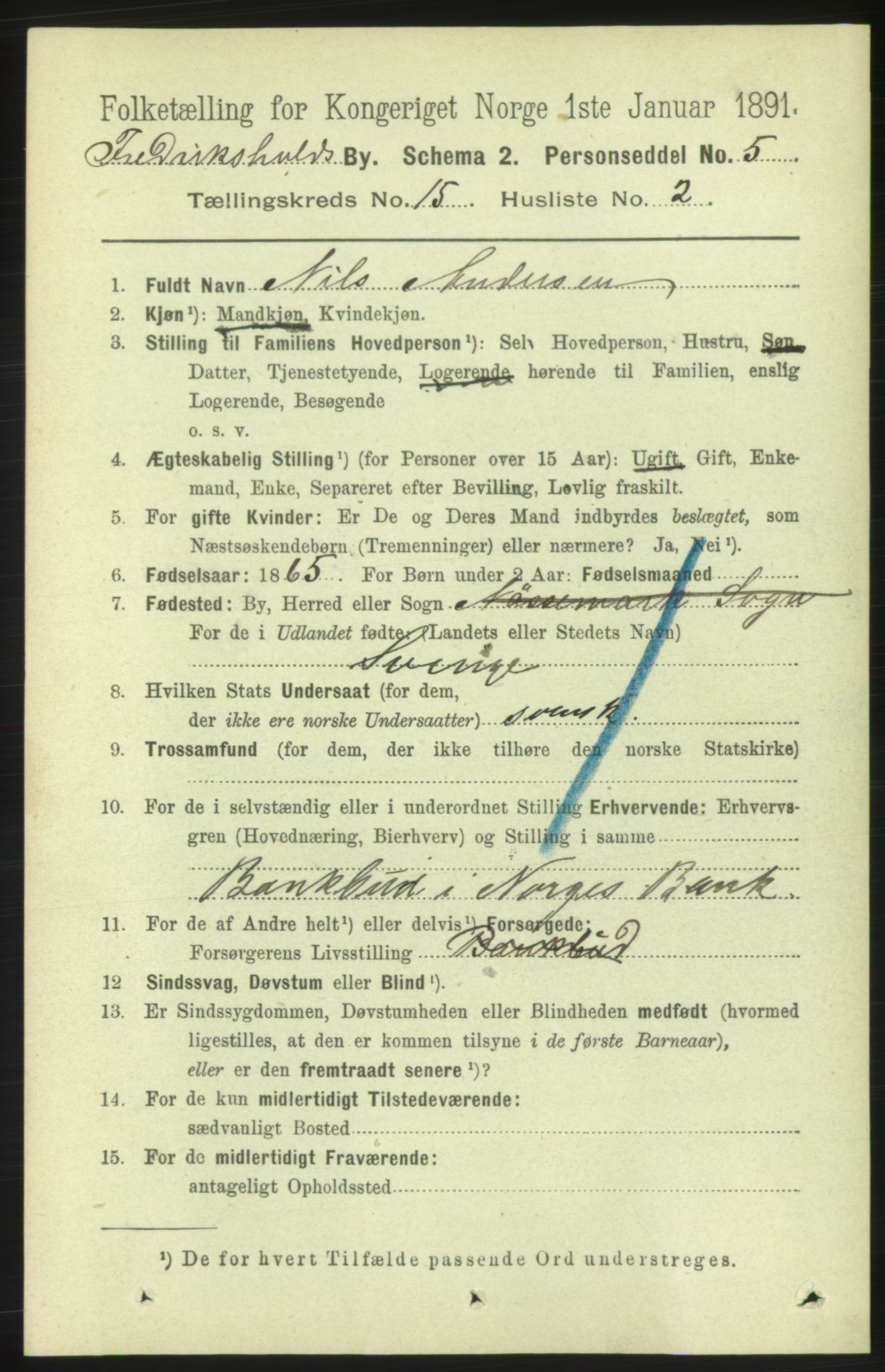 RA, 1891 census for 0101 Fredrikshald, 1891, p. 9468