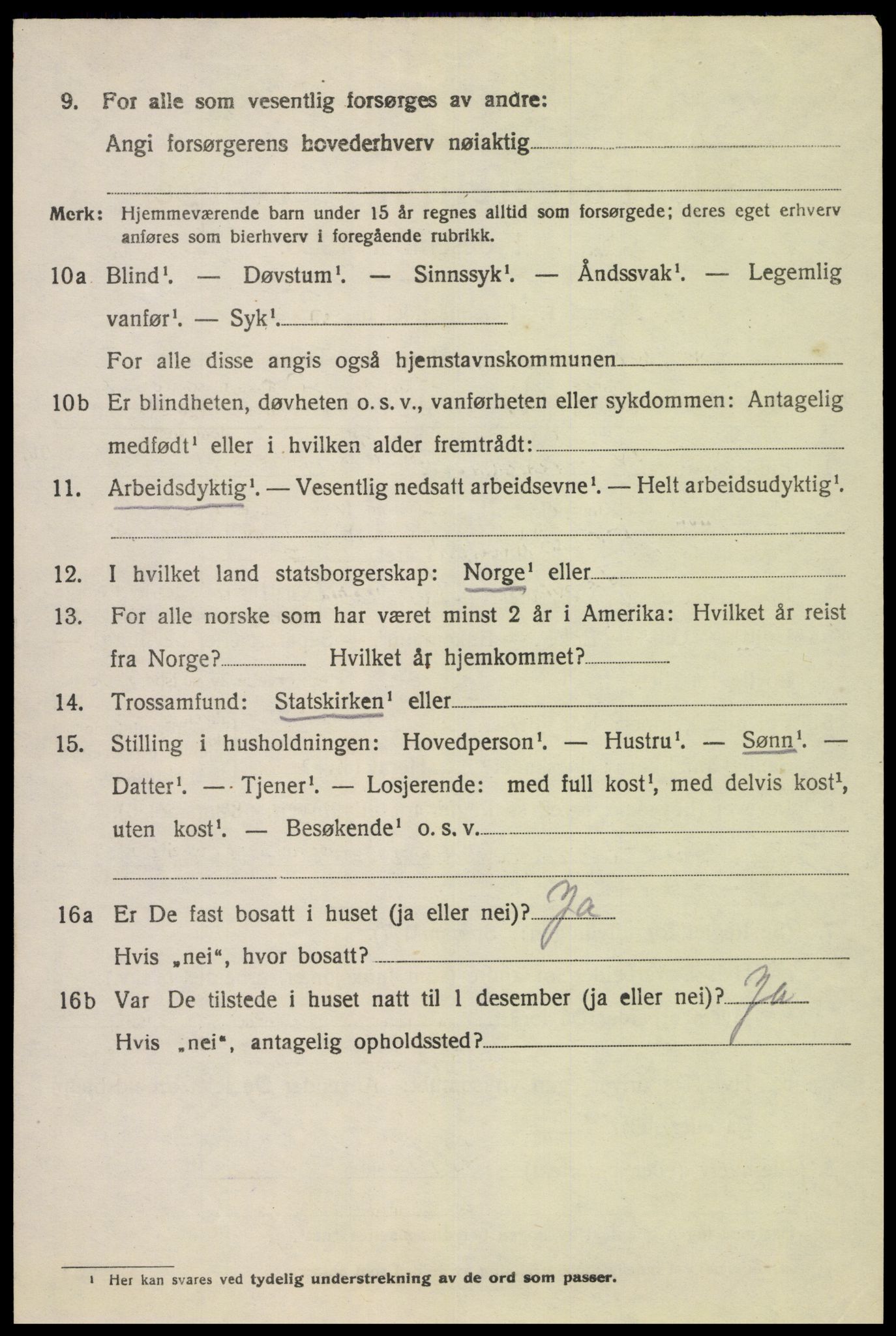 SAK, 1920 census for Fjotland, 1920, p. 1533