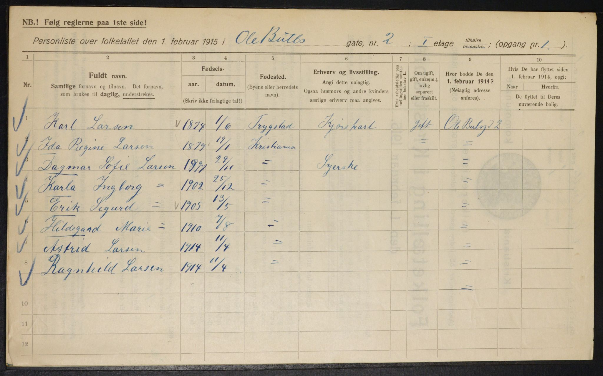 OBA, Municipal Census 1915 for Kristiania, 1915, p. 74830