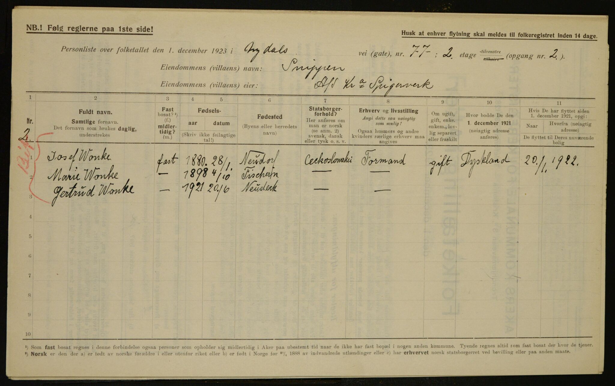 , Municipal Census 1923 for Aker, 1923, p. 16324