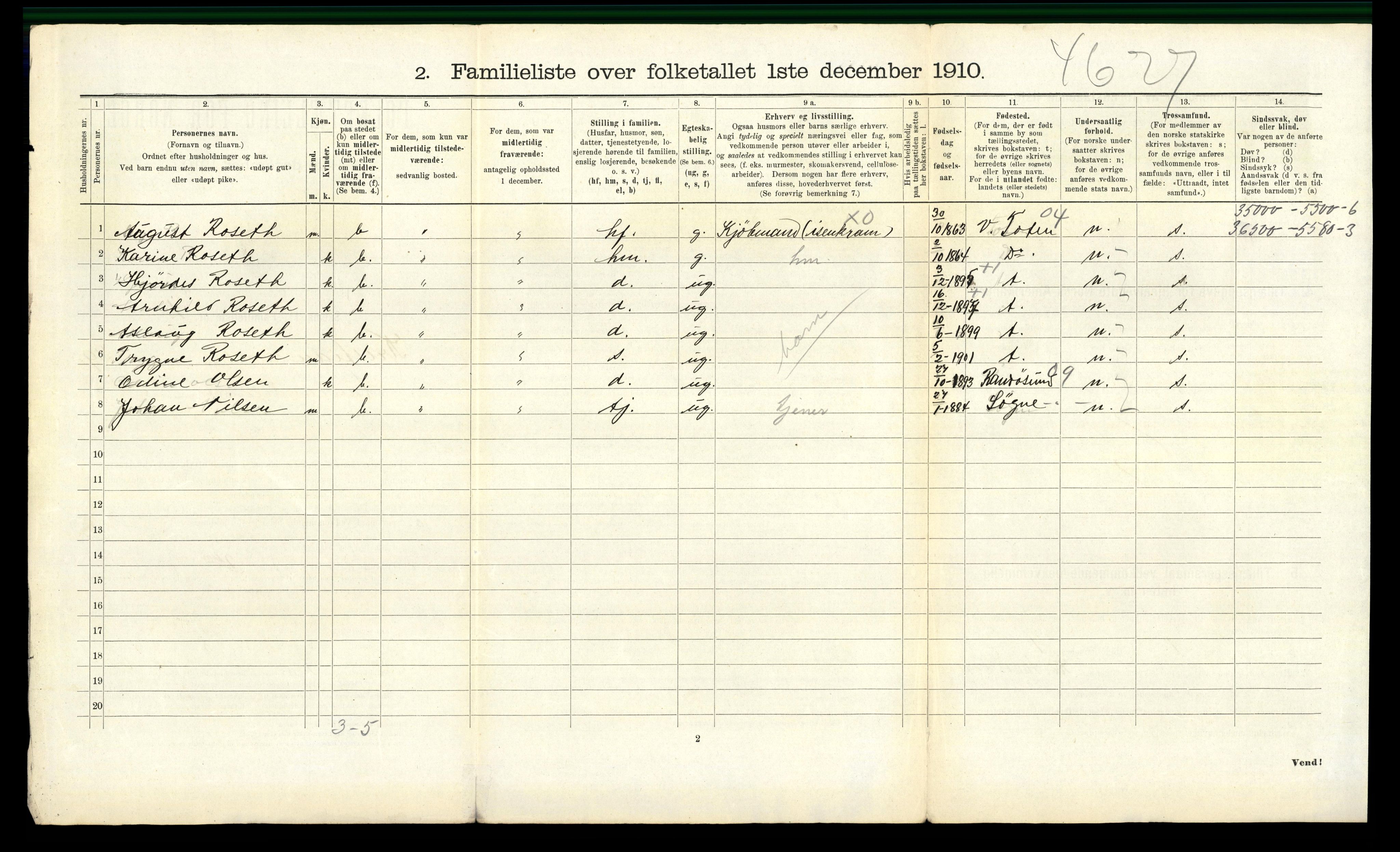 RA, 1910 census for Kristiansand, 1910, p. 9653