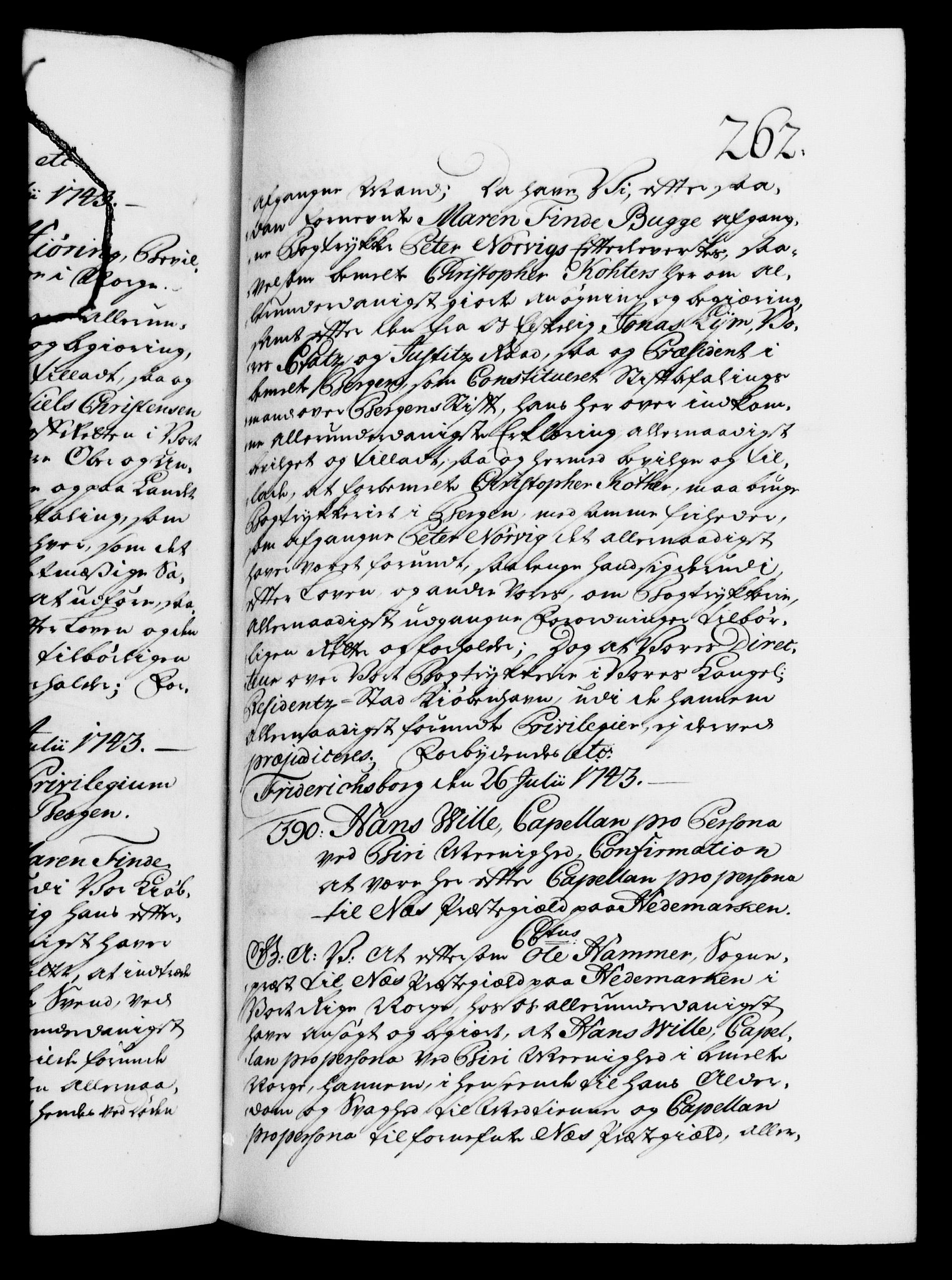 Danske Kanselli 1572-1799, AV/RA-EA-3023/F/Fc/Fca/Fcaa/L0033: Norske registre, 1743-1744, p. 262a