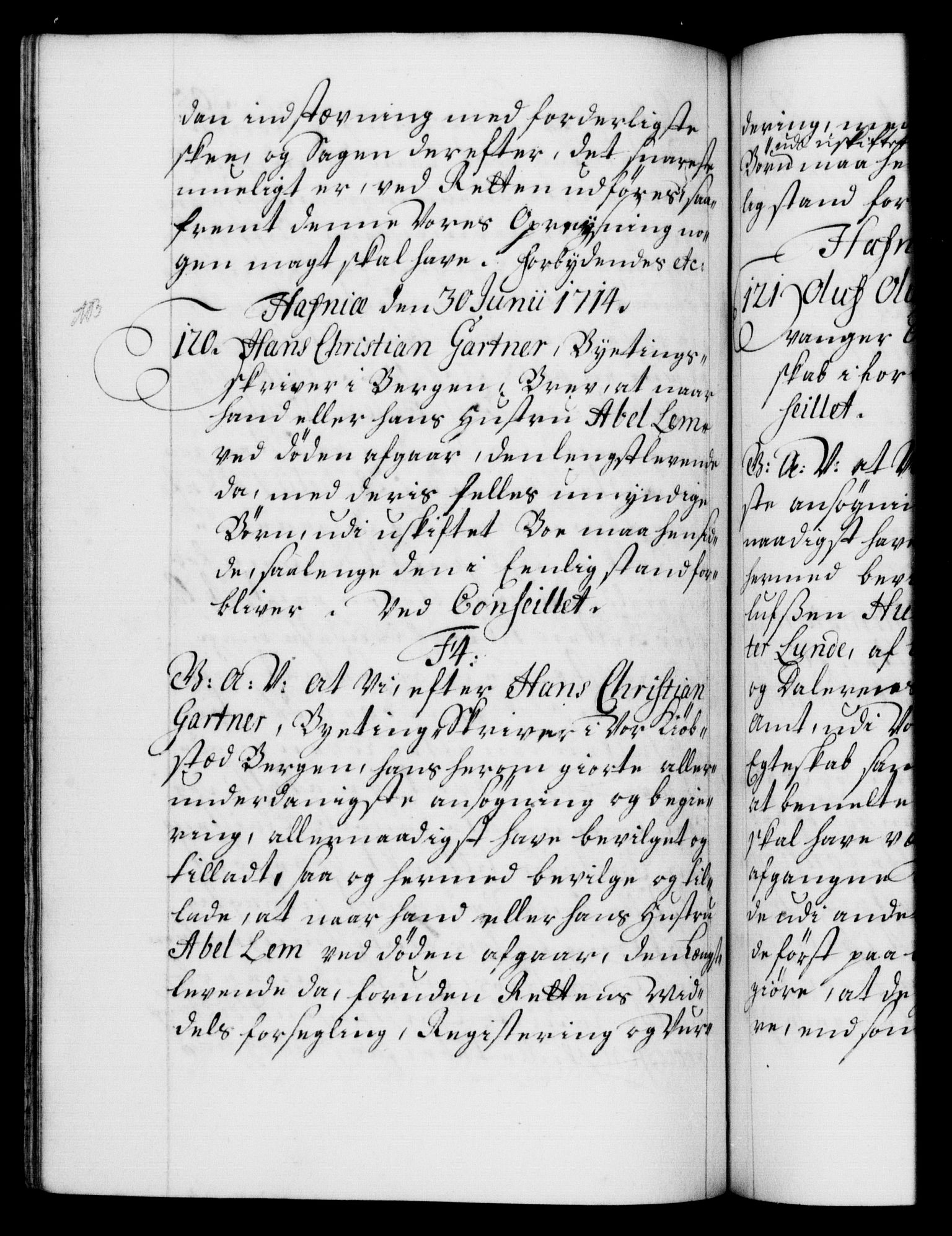 Danske Kanselli 1572-1799, AV/RA-EA-3023/F/Fc/Fca/Fcaa/L0021: Norske registre, 1712-1715, p. 305b