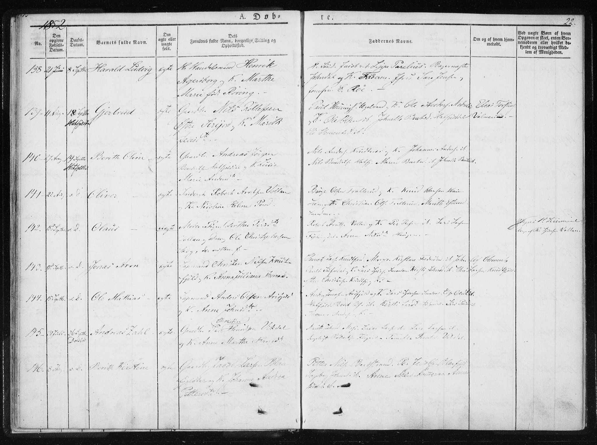 Ministerialprotokoller, klokkerbøker og fødselsregistre - Nordland, SAT/A-1459/820/L0292: Parish register (official) no. 820A13, 1851-1854, p. 22