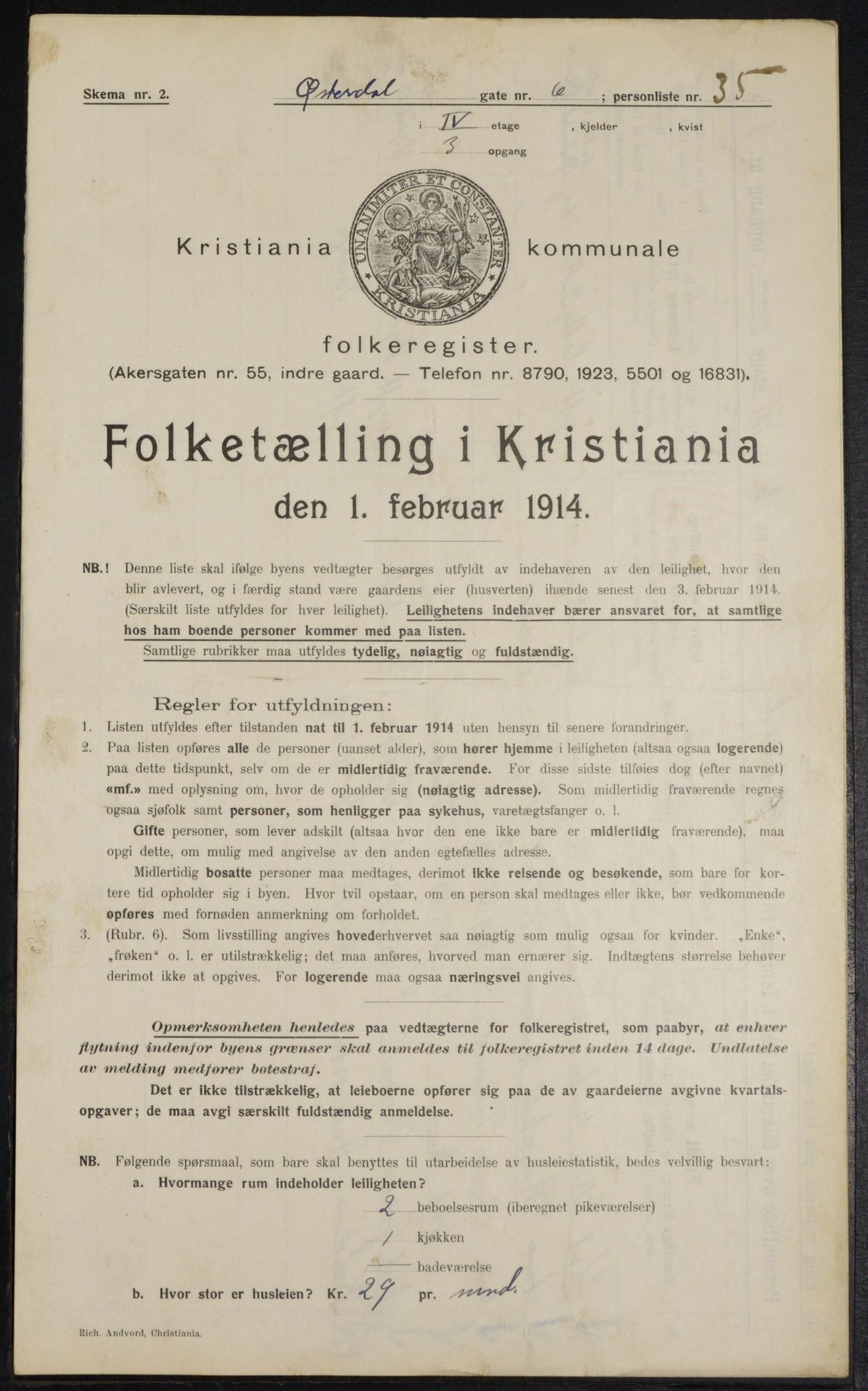 OBA, Municipal Census 1914 for Kristiania, 1914, p. 130081