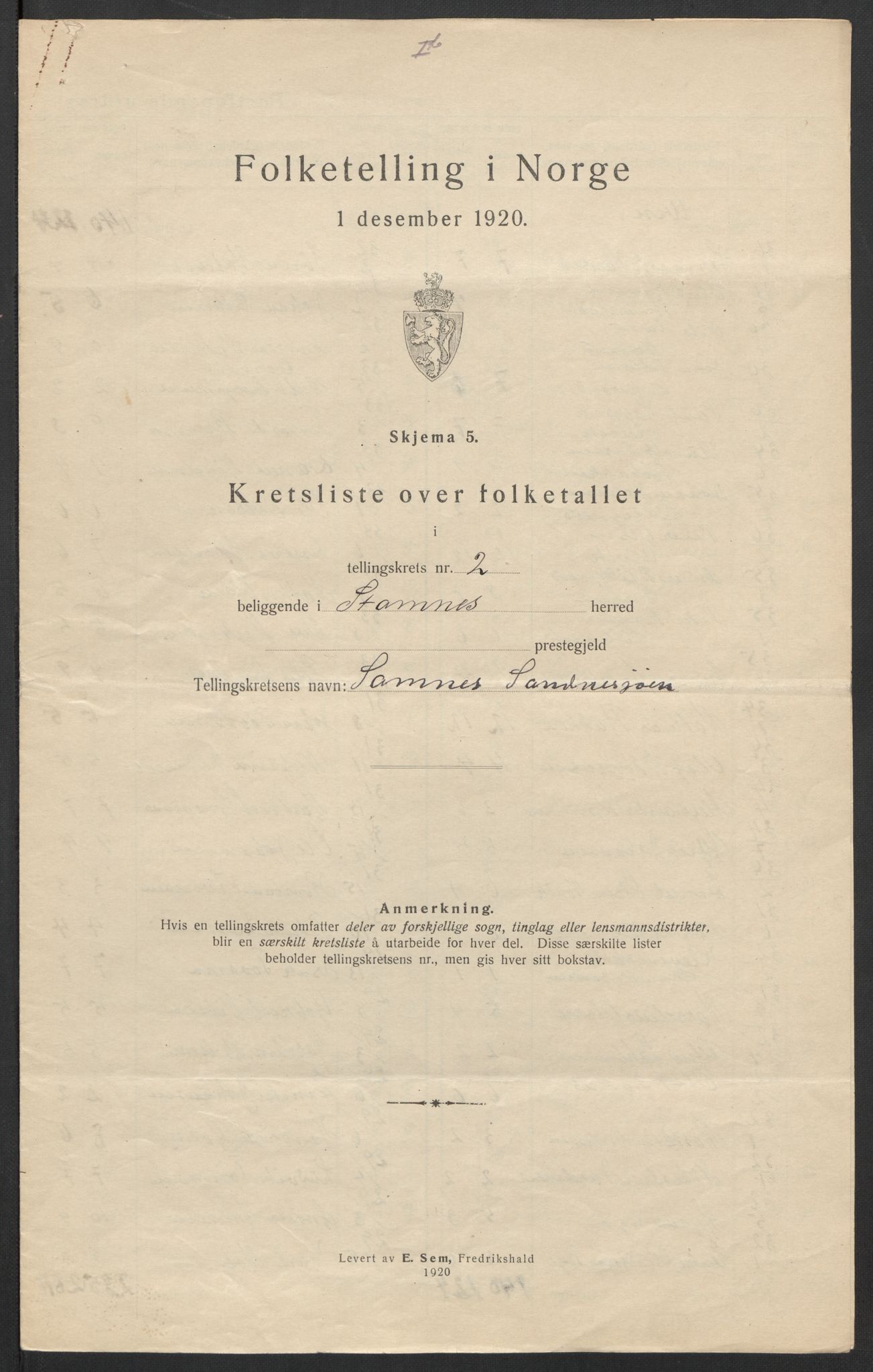 SAT, 1920 census for Stamnes, 1920, p. 12