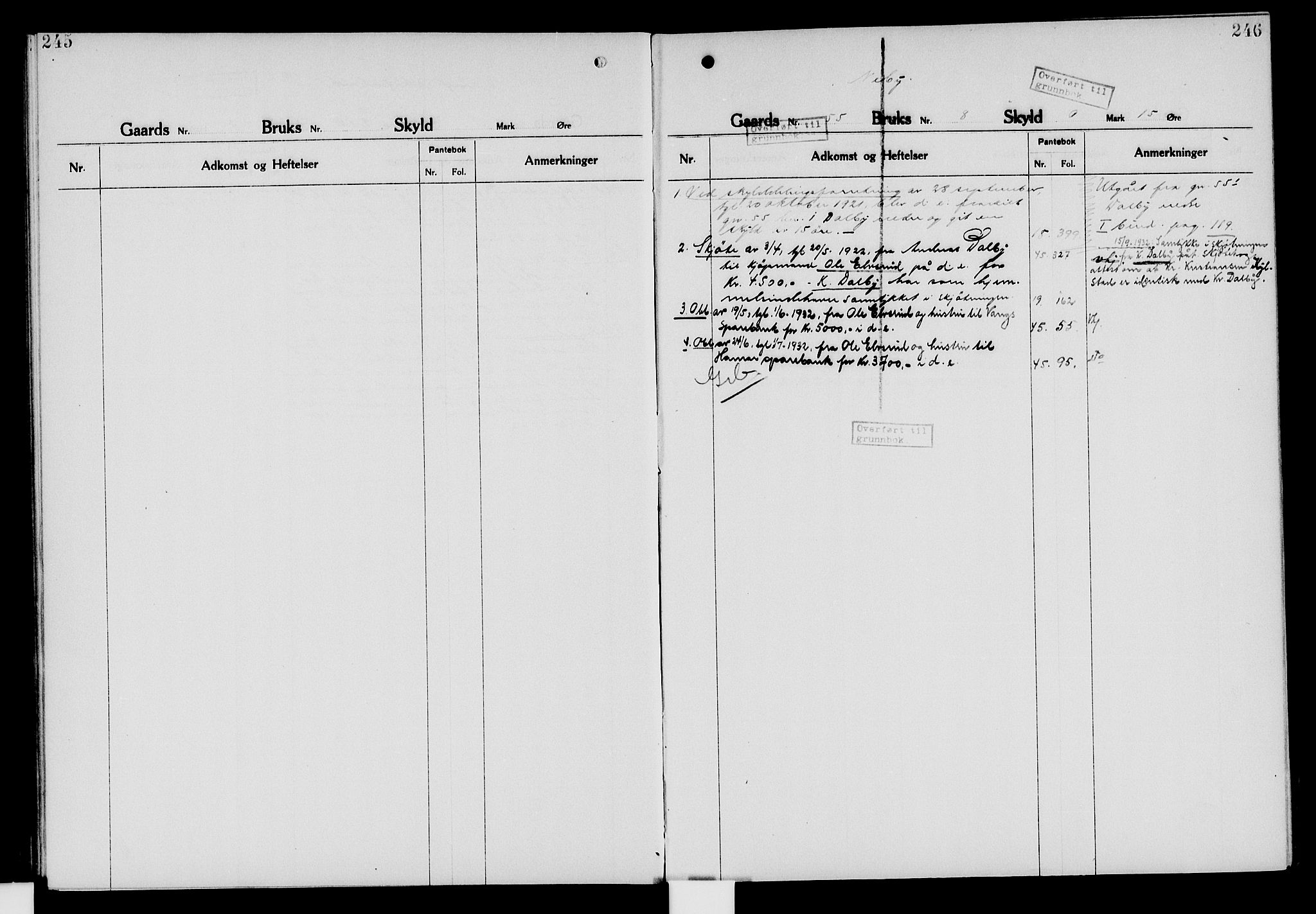 Nord-Hedmark sorenskriveri, SAH/TING-012/H/Ha/Had/Hade/L0006: Mortgage register no. 4.6, 1920-1940, p. 245-246