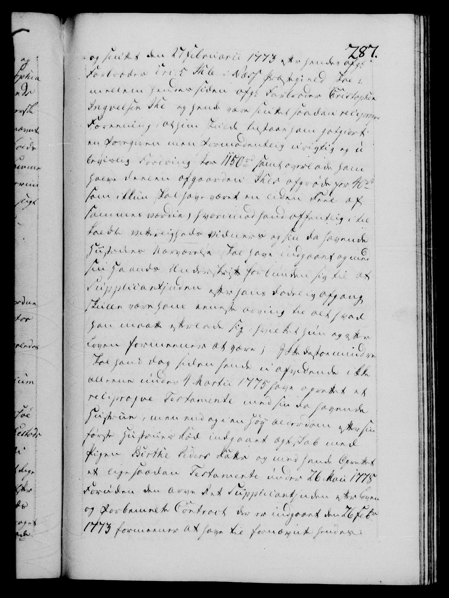 Danske Kanselli 1572-1799, AV/RA-EA-3023/F/Fc/Fca/Fcab/L0043: Norske tegnelser, 1782-1786, p. 287a