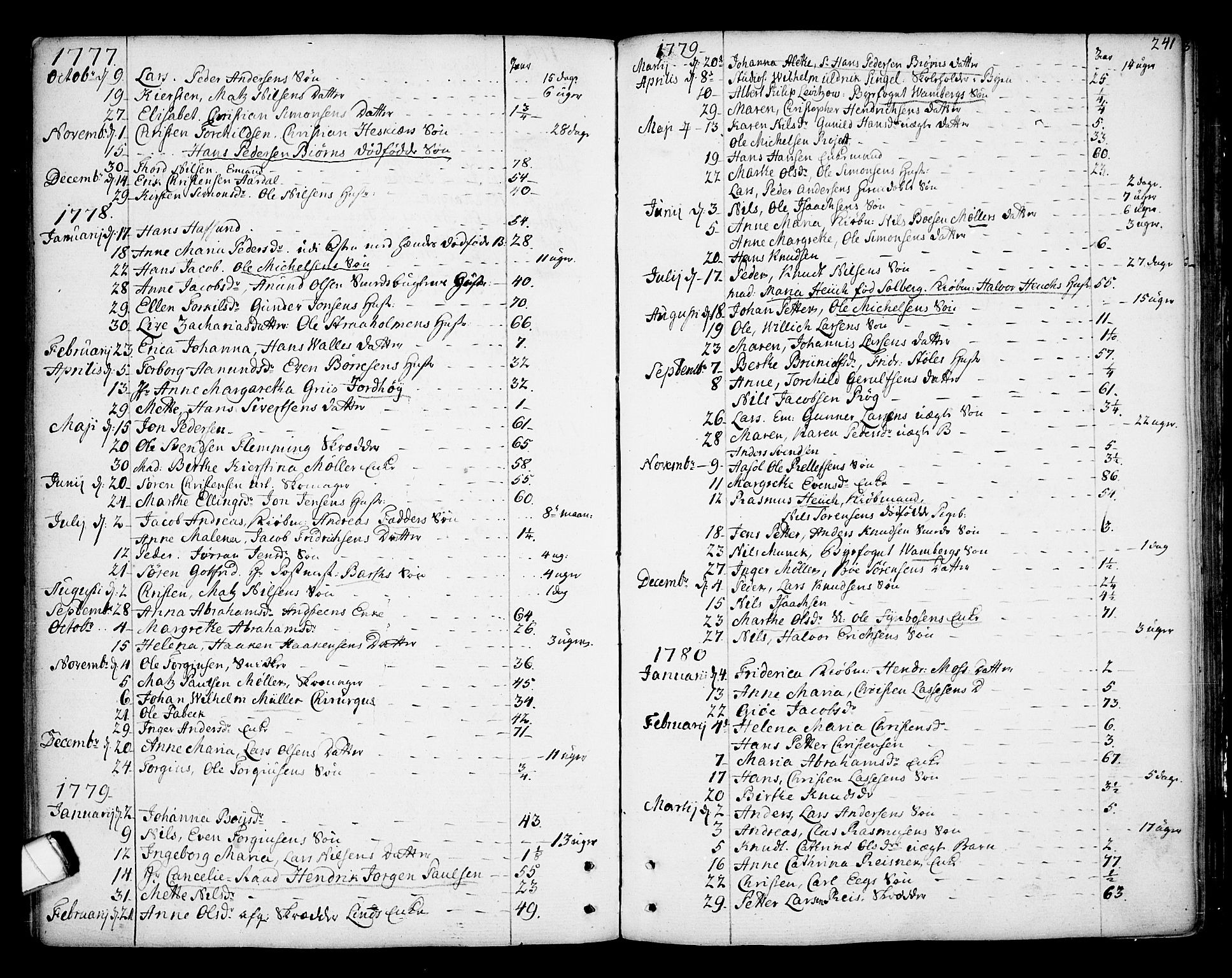 Kragerø kirkebøker, SAKO/A-278/F/Fa/L0002: Parish register (official) no. 2, 1767-1802, p. 241
