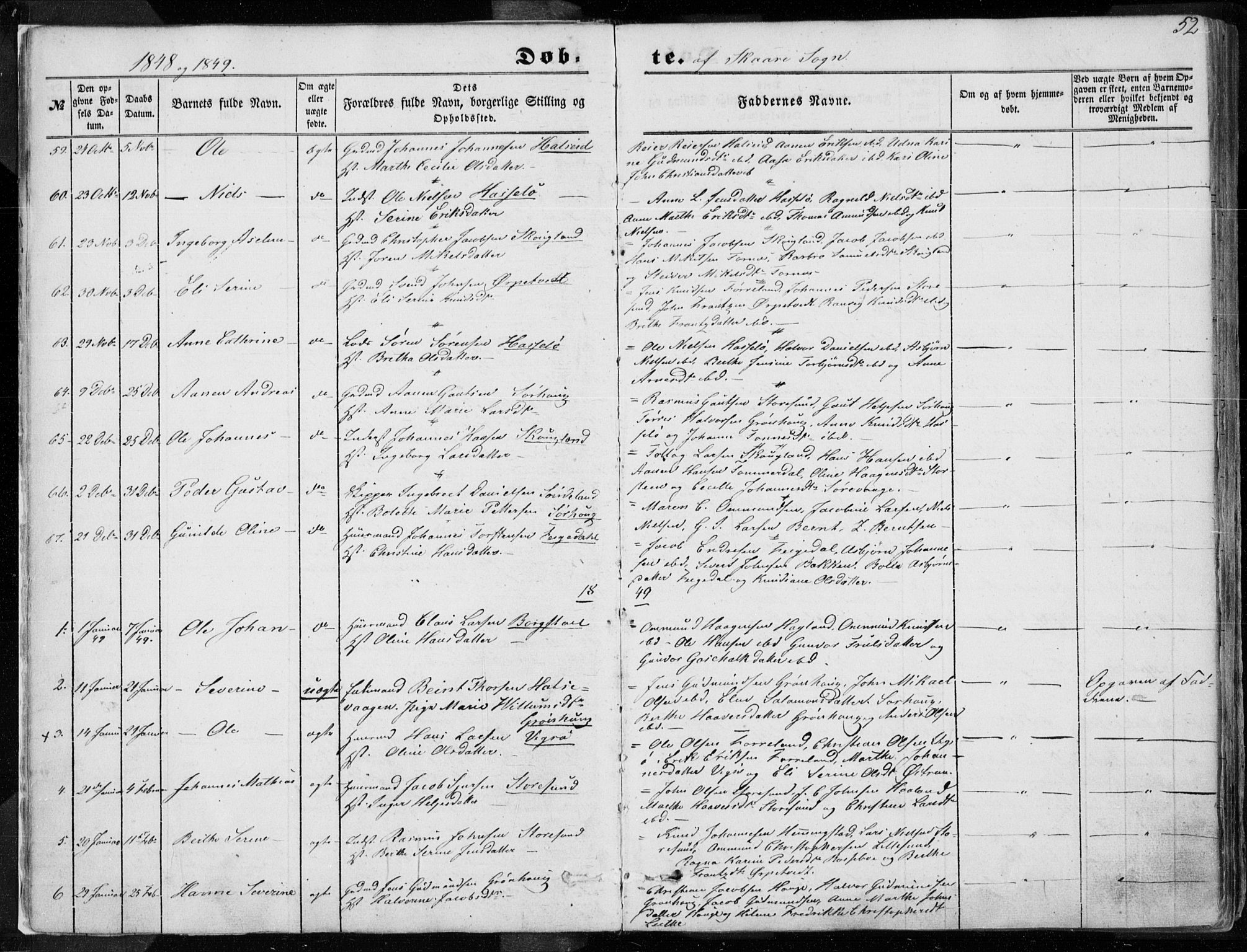 Torvastad sokneprestkontor, AV/SAST-A -101857/H/Ha/Haa/L0009: Parish register (official) no. A 9, 1847-1856, p. 52