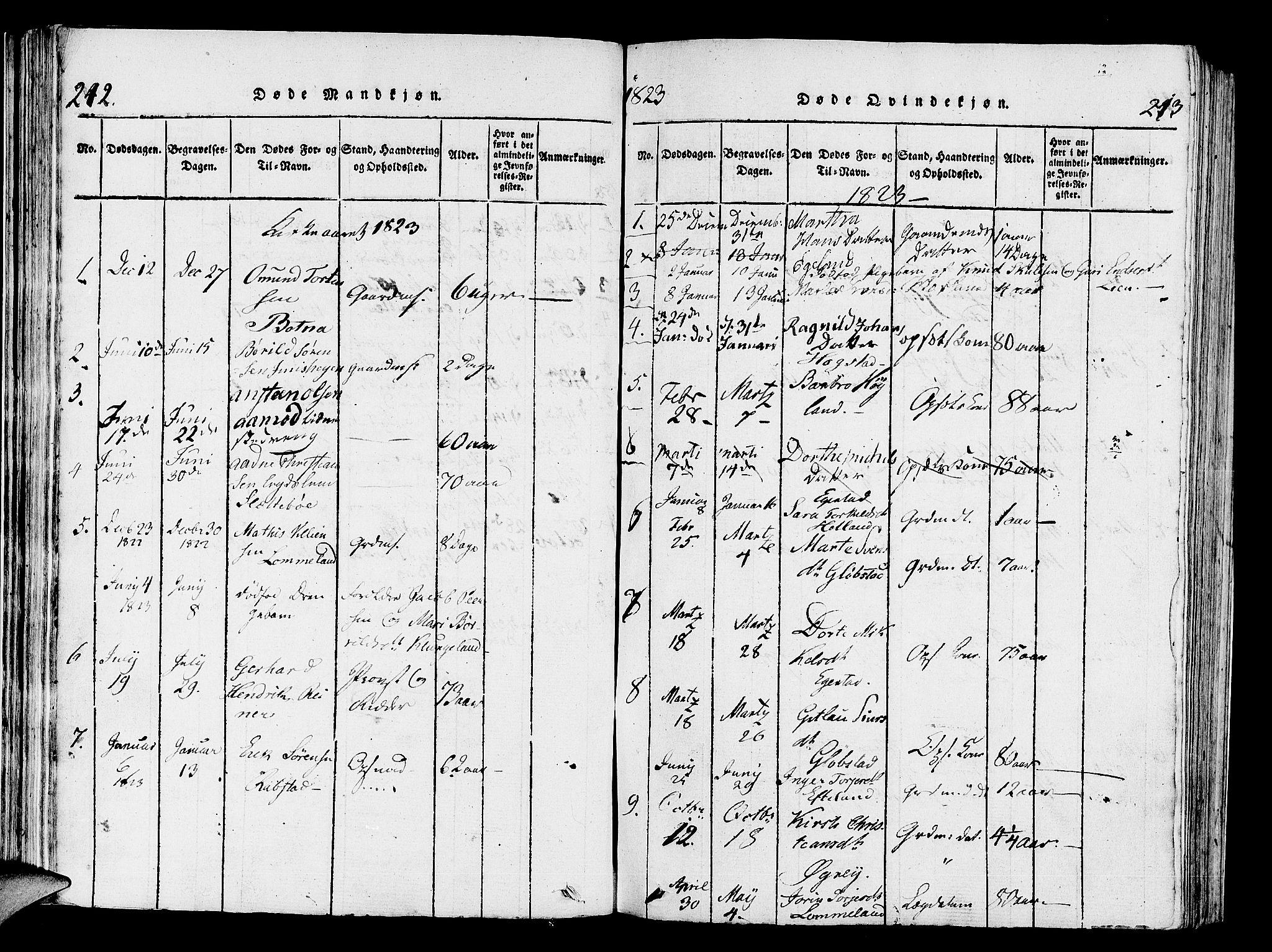 Helleland sokneprestkontor, SAST/A-101810: Parish register (official) no. A 4, 1815-1834, p. 212-213