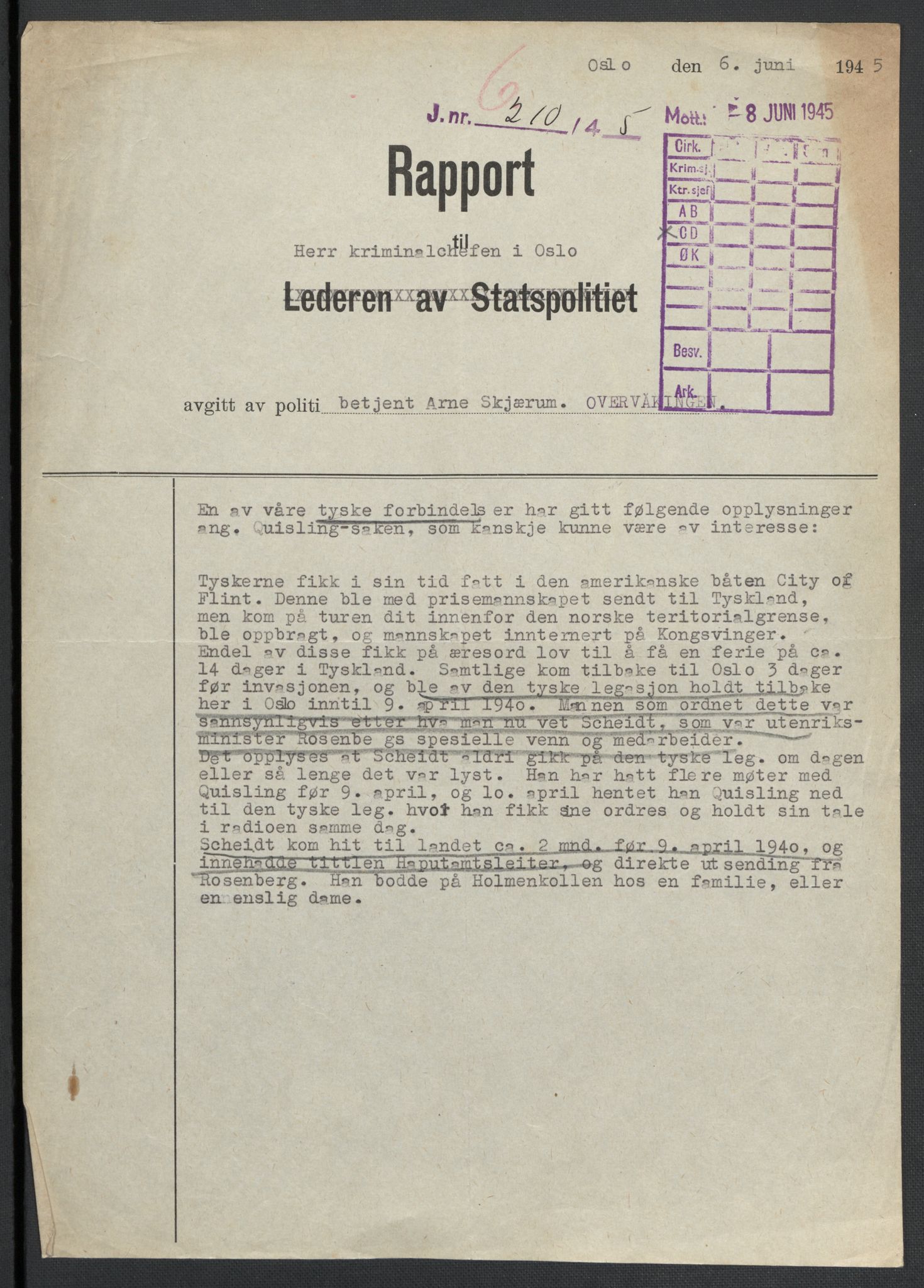 Landssvikarkivet, Oslo politikammer, AV/RA-S-3138-01/D/Da/L0003: Dnr. 29, 1945, p. 1362