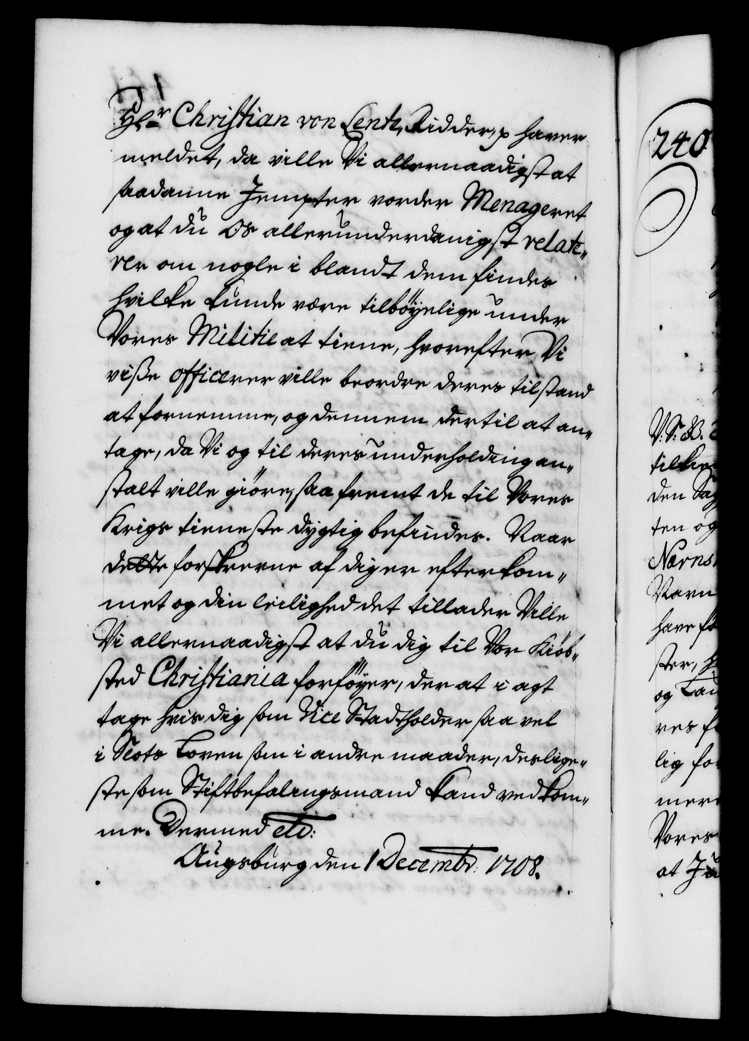 Danske Kanselli 1572-1799, AV/RA-EA-3023/F/Fc/Fca/Fcab/L0018: Norske tegnelser, 1707-1709, p. 451b