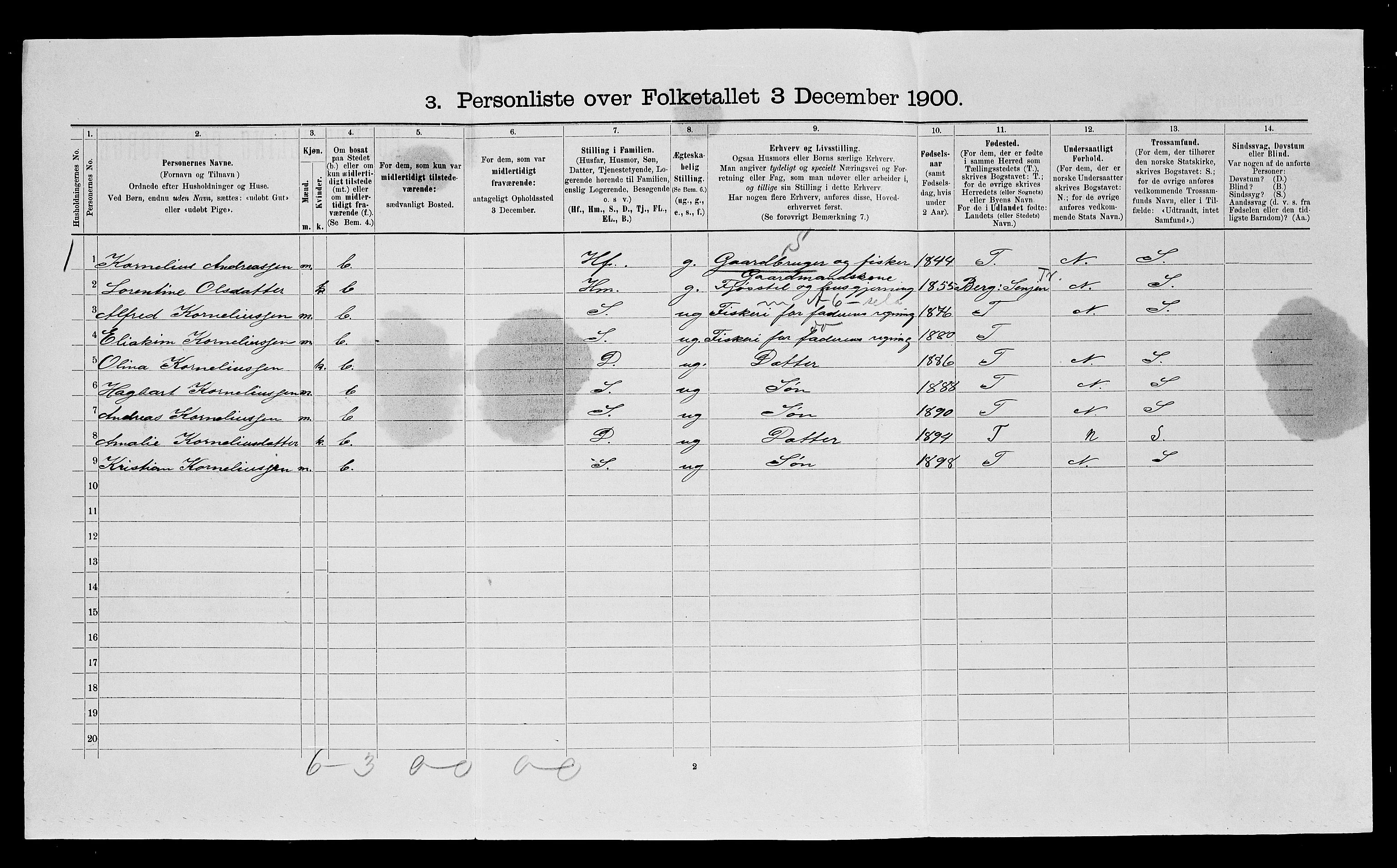 SATØ, 1900 census for Ibestad, 1900, p. 615
