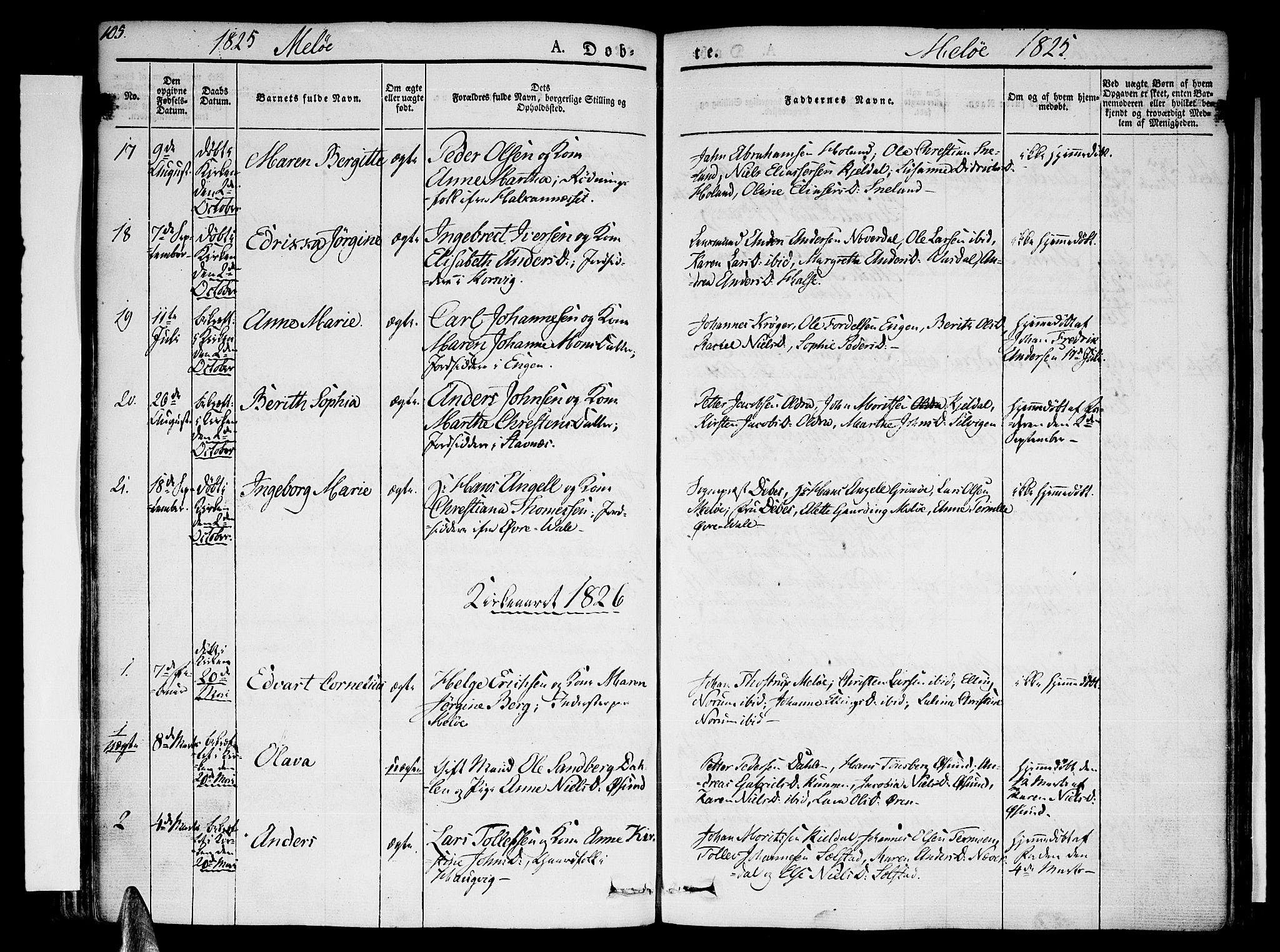 Ministerialprotokoller, klokkerbøker og fødselsregistre - Nordland, SAT/A-1459/841/L0598: Parish register (official) no. 841A06 /2, 1825-1844, p. 105