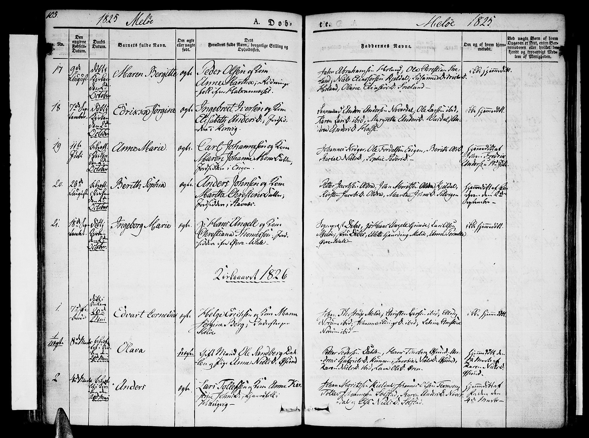 Ministerialprotokoller, klokkerbøker og fødselsregistre - Nordland, AV/SAT-A-1459/841/L0598: Parish register (official) no. 841A06 /2, 1825-1844, p. 105