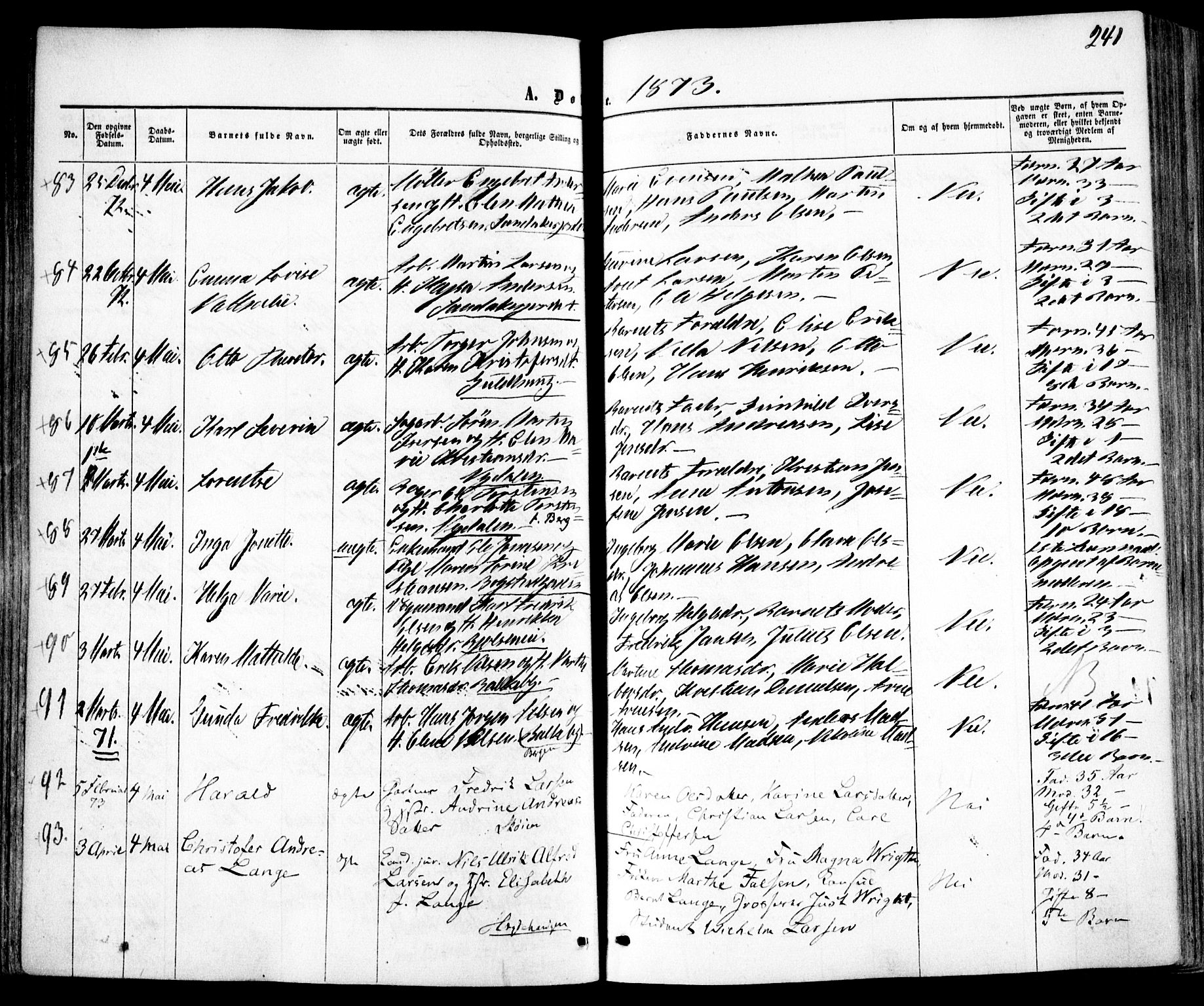 Vestre Aker prestekontor Kirkebøker, SAO/A-10025/F/Fa/L0004: Parish register (official) no. 4, 1857-1877, p. 241