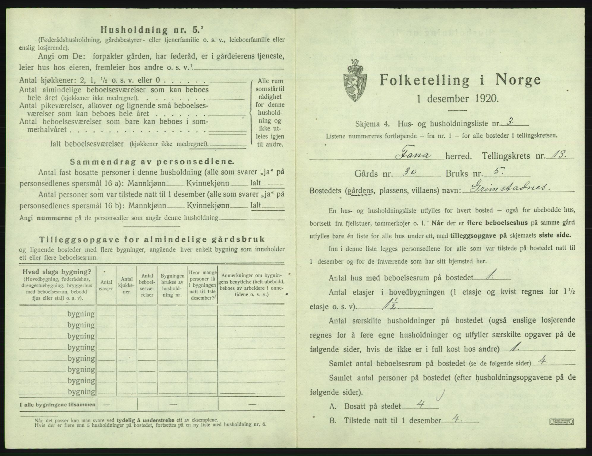 SAB, 1920 census for Fana, 1920, p. 2264