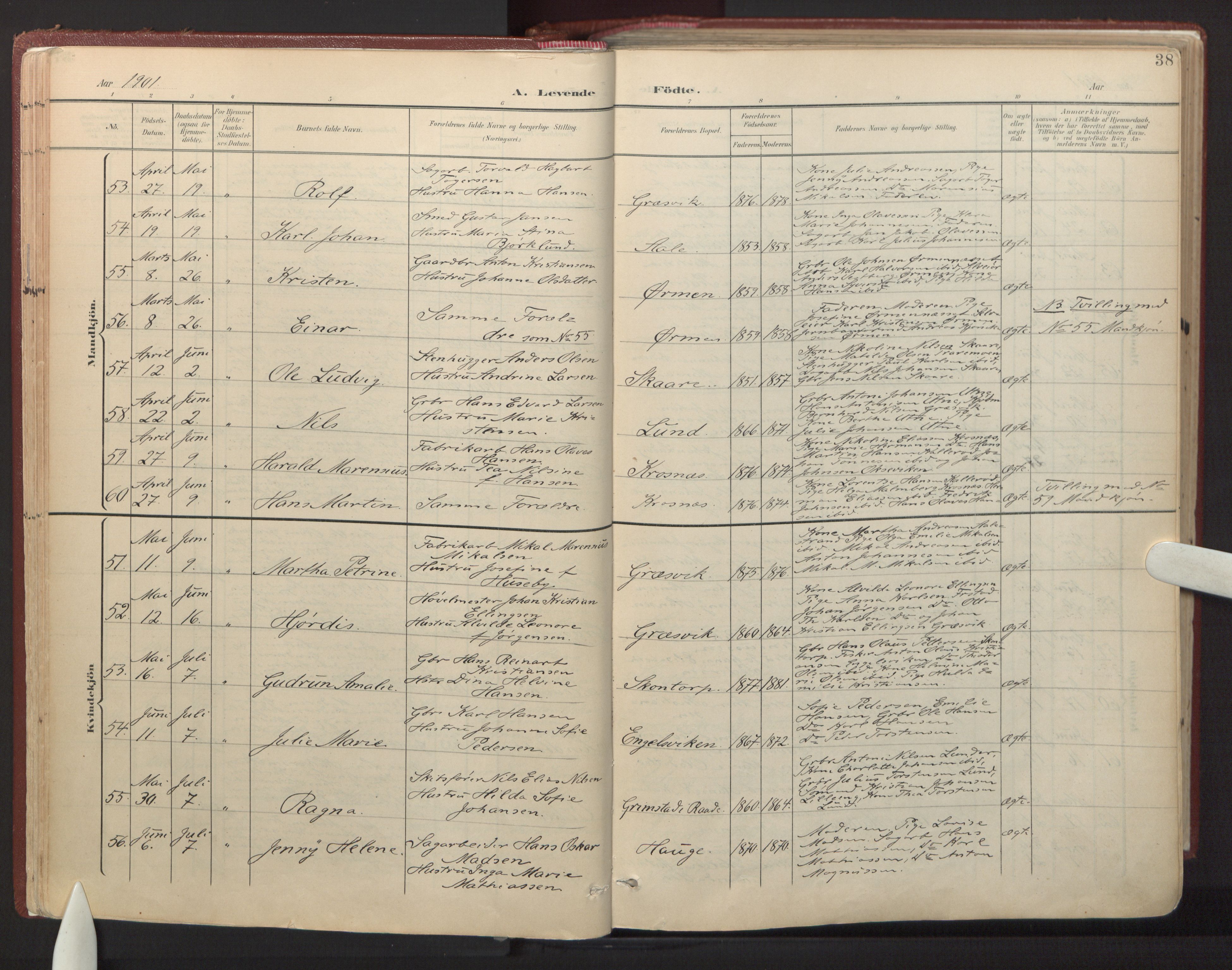 Onsøy prestekontor Kirkebøker, AV/SAO-A-10914/F/Fa/L0008: Parish register (official) no. I 8, 1899-1923, p. 38