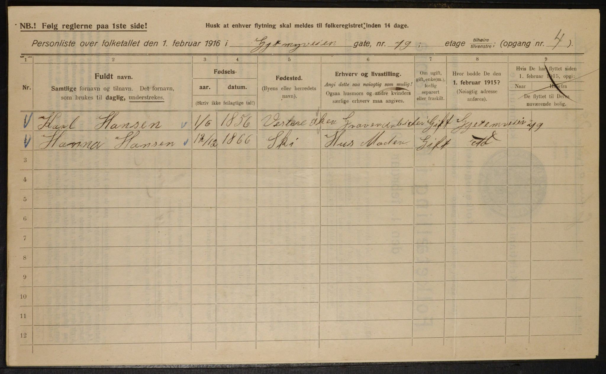 OBA, Municipal Census 1916 for Kristiania, 1916, p. 29644