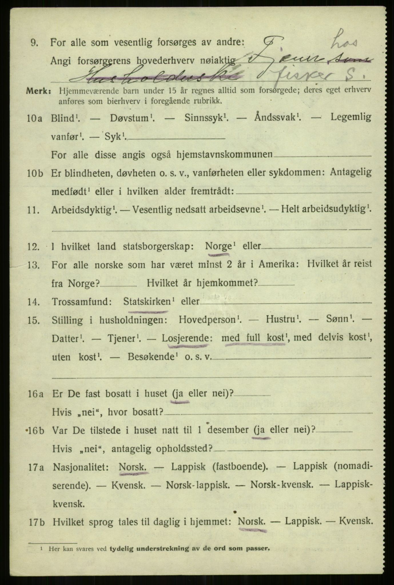 SATØ, 1920 census for Hillesøy, 1920, p. 2574