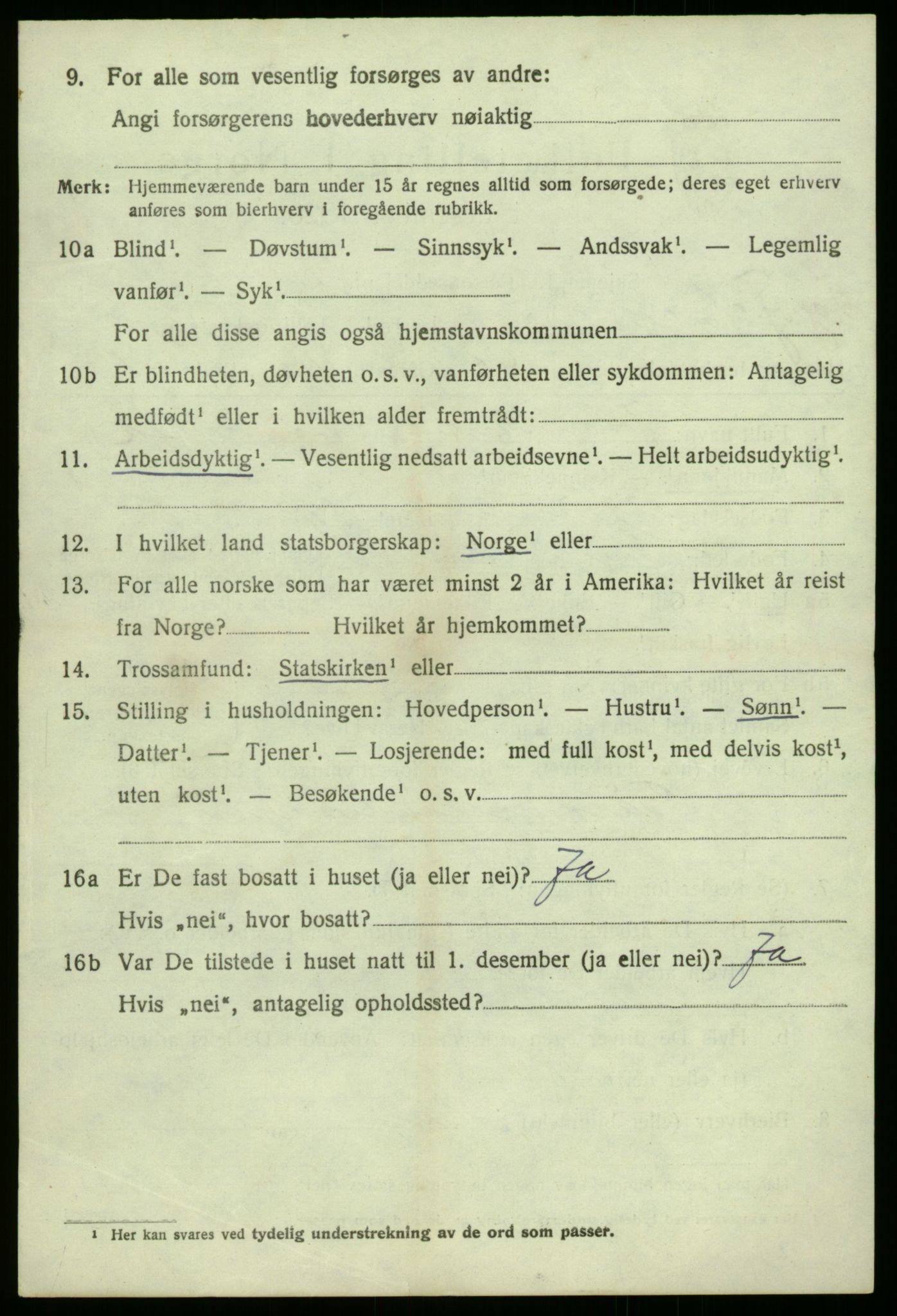 SAB, 1920 census for Hyllestad, 1920, p. 1377