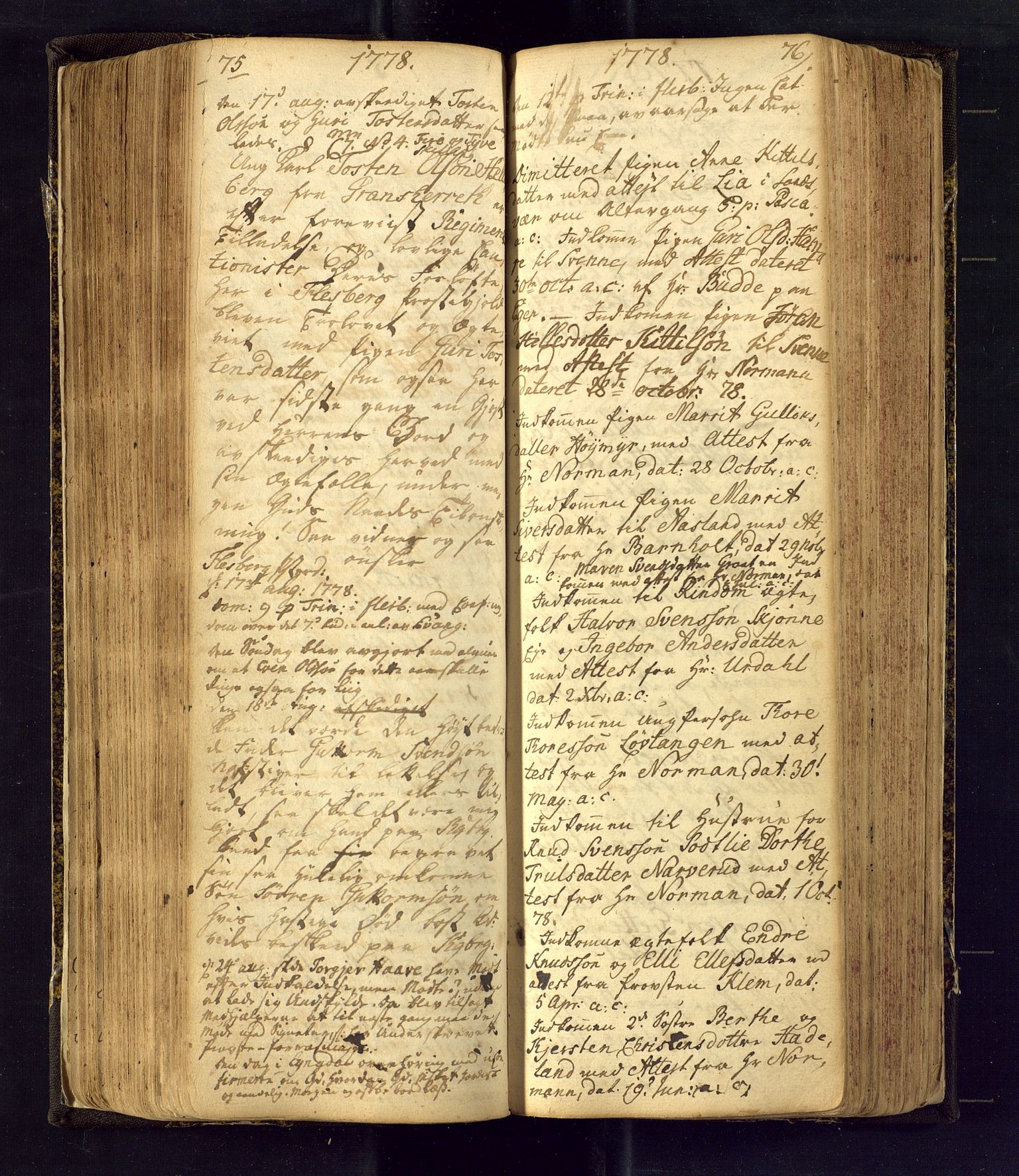 Flesberg kirkebøker, AV/SAKO-A-18/F/Fa/L0002: Parish register (official) no. I 2, 1726-1747, p. 75-76