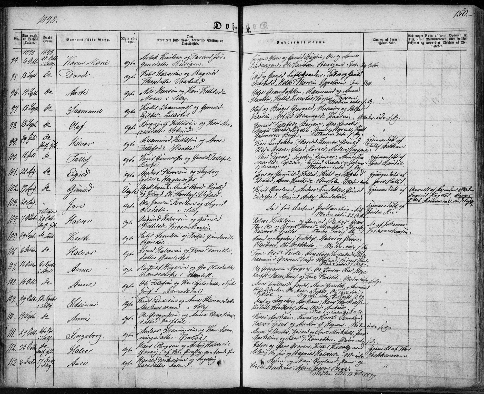 Seljord kirkebøker, SAKO/A-20/F/Fa/L0011: Parish register (official) no. I 11, 1831-1849, p. 150