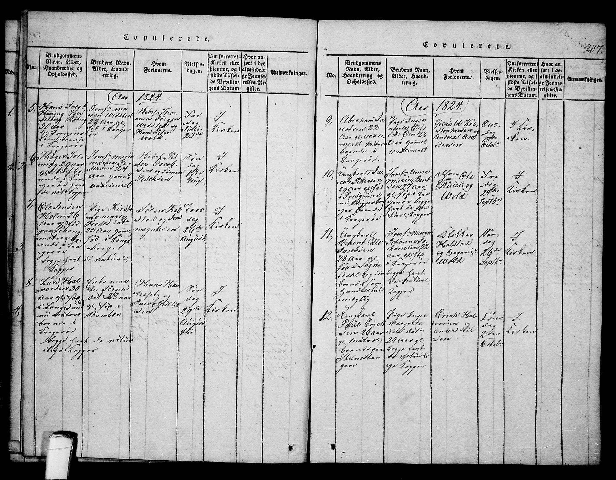 Kragerø kirkebøker, SAKO/A-278/F/Fa/L0004: Parish register (official) no. 4, 1814-1831, p. 207