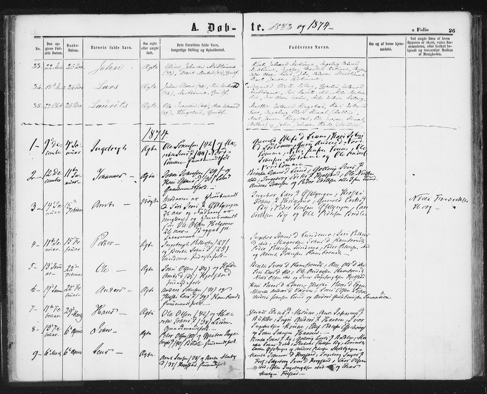 Ministerialprotokoller, klokkerbøker og fødselsregistre - Sør-Trøndelag, AV/SAT-A-1456/692/L1104: Parish register (official) no. 692A04, 1862-1878, p. 26