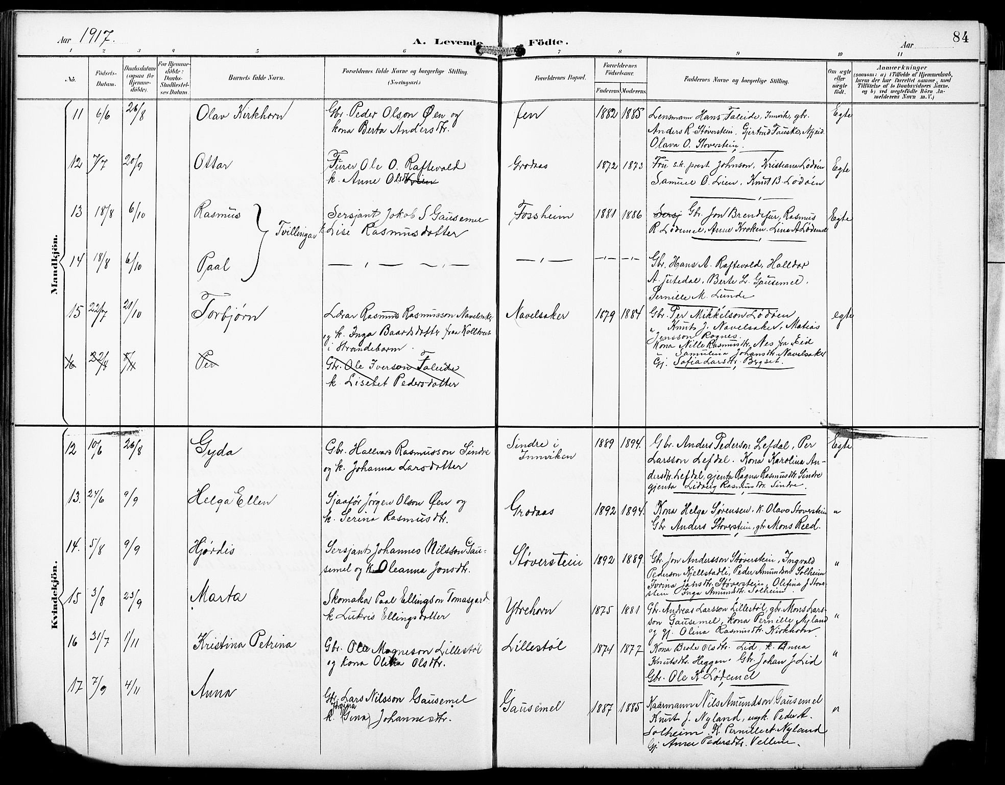 Hornindal sokneprestembete, SAB/A-82401/H/Hab: Parish register (copy) no. A 2, 1894-1927, p. 84