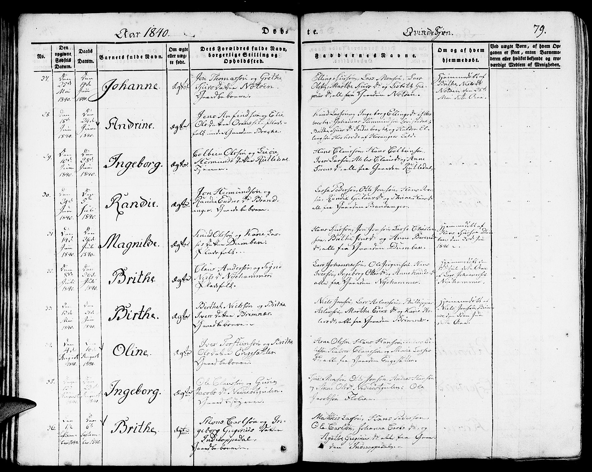 Gulen sokneprestembete, SAB/A-80201/H/Haa/Haaa/L0020: Parish register (official) no. A 20, 1837-1847, p. 79