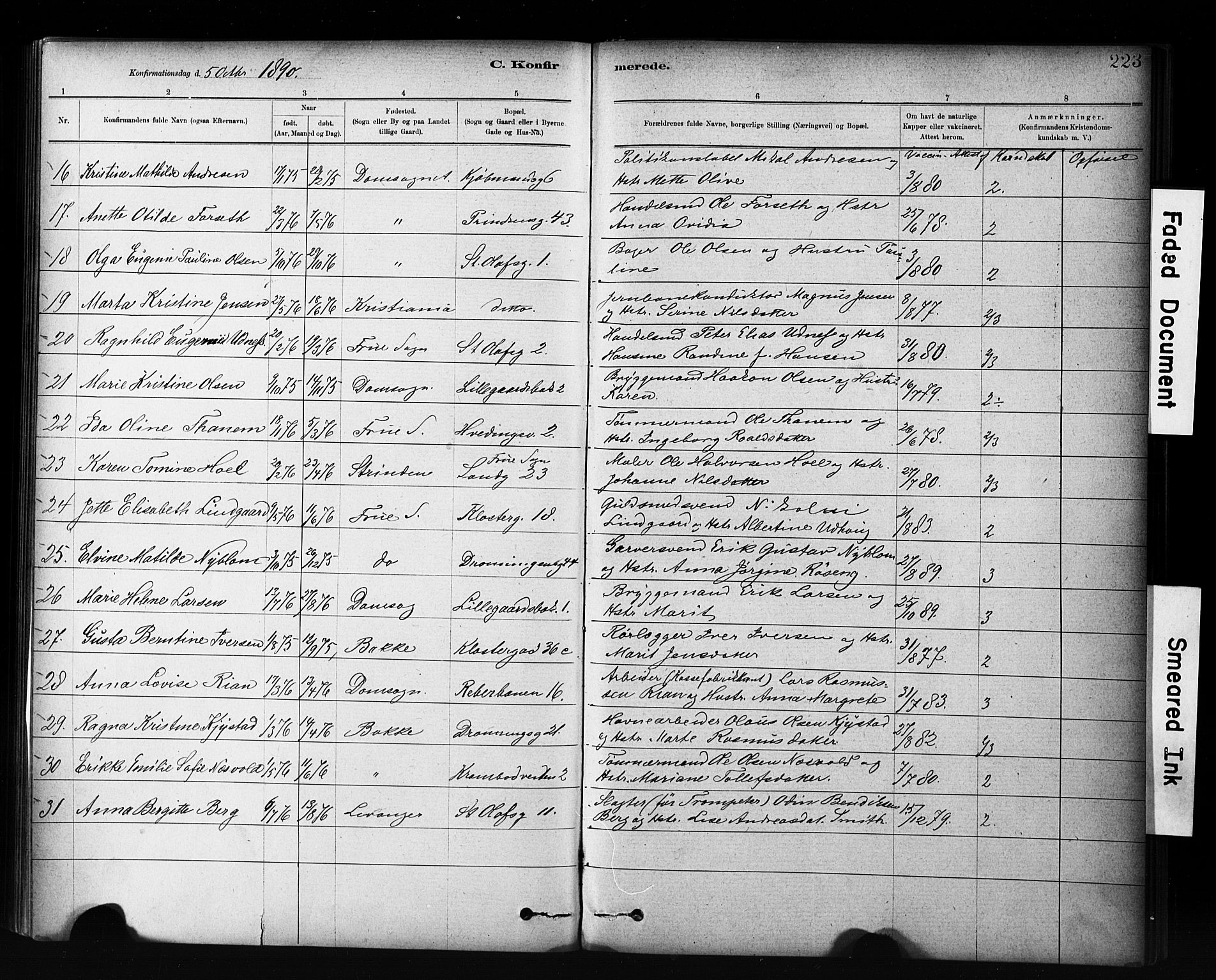 Ministerialprotokoller, klokkerbøker og fødselsregistre - Sør-Trøndelag, SAT/A-1456/601/L0071: Curate's parish register no. 601B04, 1882-1931, p. 223