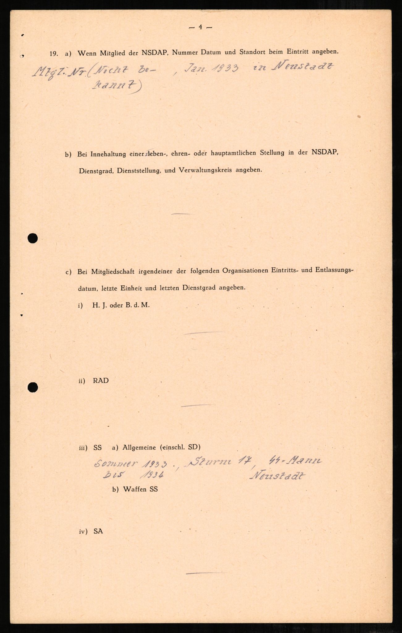 Forsvaret, Forsvarets overkommando II, RA/RAFA-3915/D/Db/L0001: CI Questionaires. Tyske okkupasjonsstyrker i Norge. Tyskere., 1945-1946, p. 242