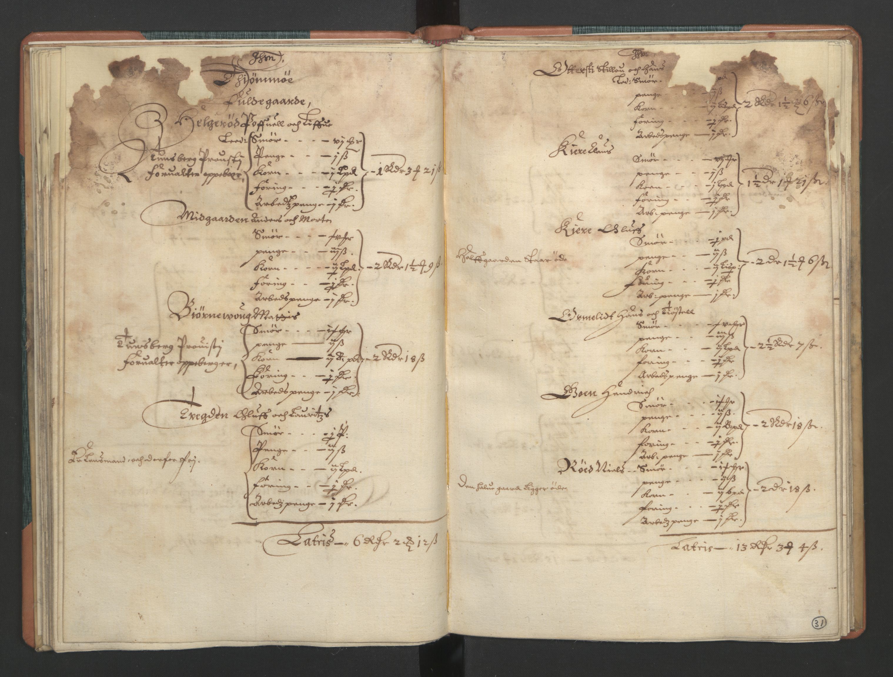 Rentekammeret inntil 1814, Realistisk ordnet avdeling, AV/RA-EA-4070/L/L0015/0002: Tønsberg lagdømme. Brunla len: / Brunla len. Kronens jordebok, 1661, p. 30b-31a