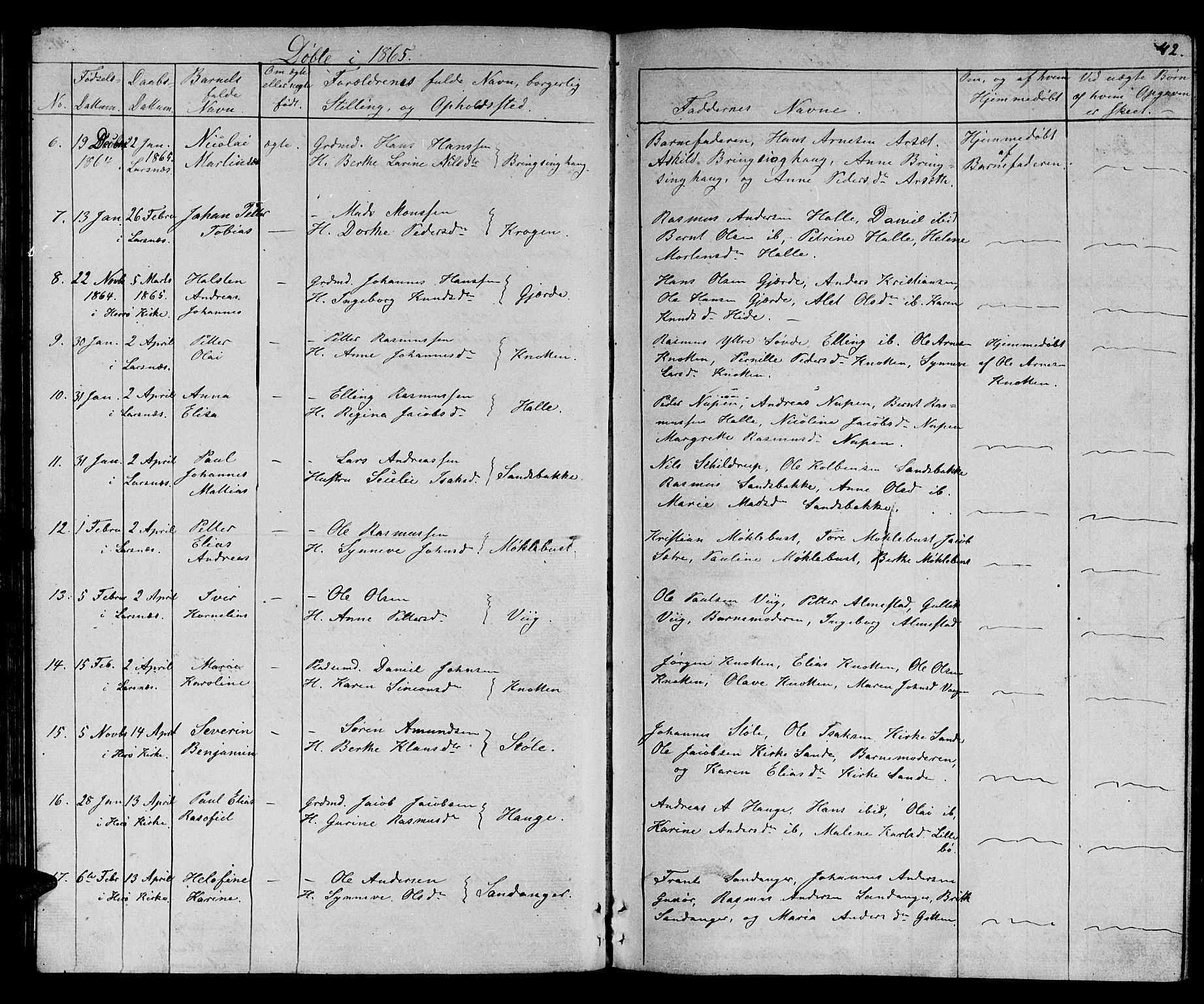 Ministerialprotokoller, klokkerbøker og fødselsregistre - Møre og Romsdal, AV/SAT-A-1454/503/L0047: Parish register (copy) no. 503C02, 1854-1884, p. 42