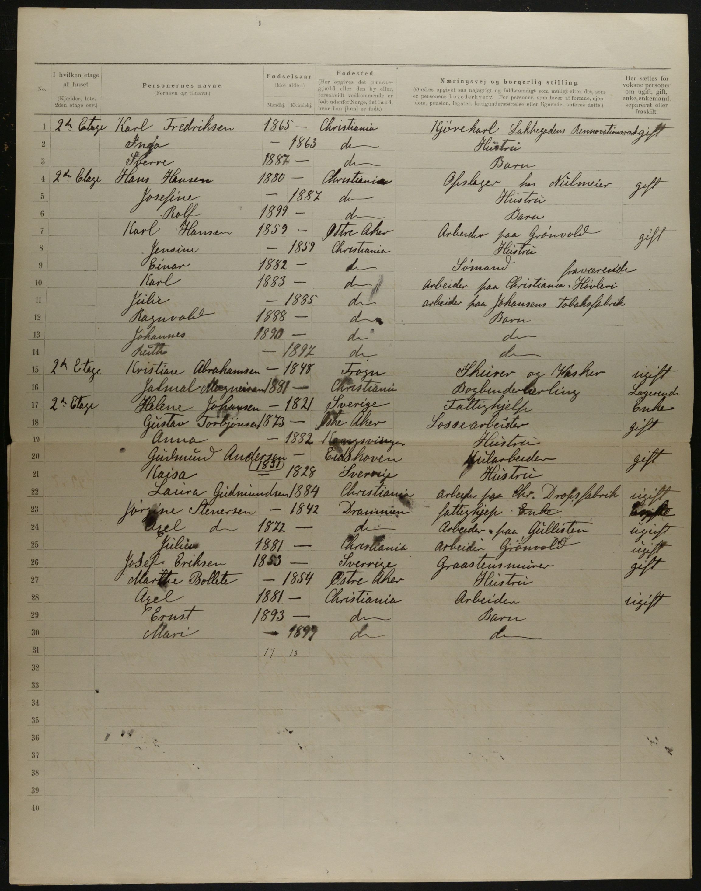 OBA, Municipal Census 1901 for Kristiania, 1901, p. 16446