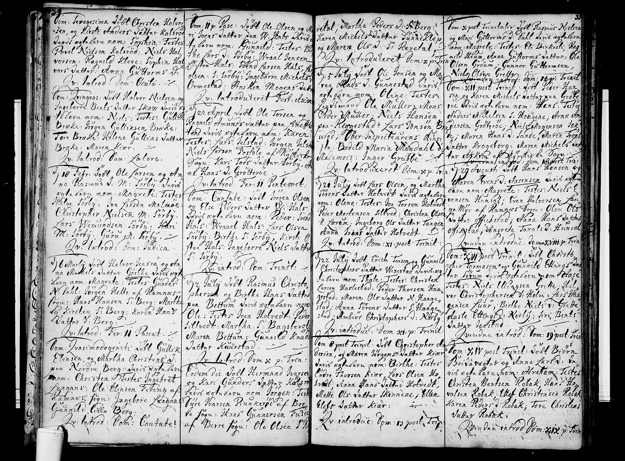 Våle kirkebøker, AV/SAKO-A-334/F/Fa/L0003: Parish register (official) no. I 3, 1732-1773, p. 34-35