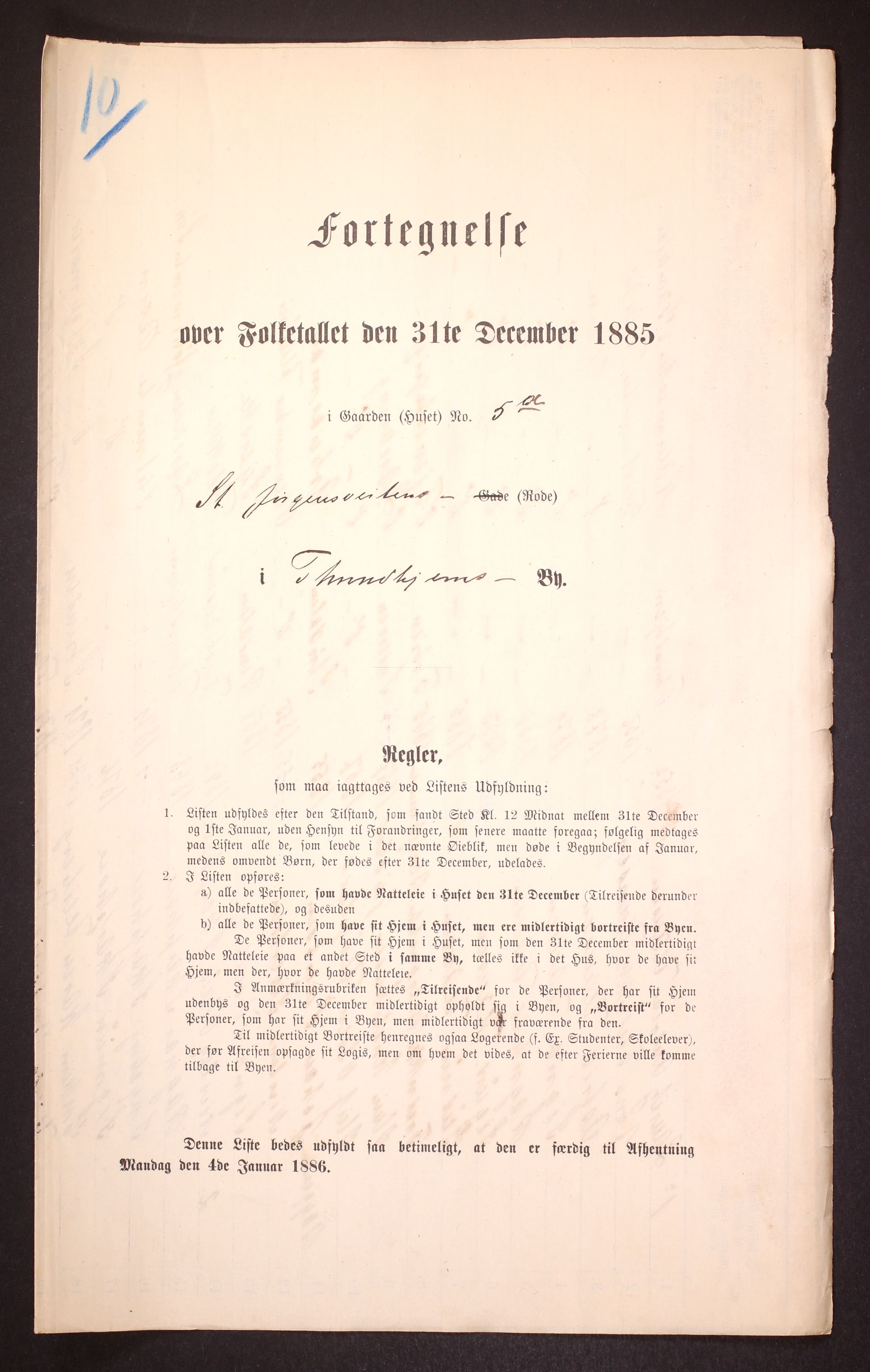 SAT, 1885 census for 1601 Trondheim, 1885, p. 1137