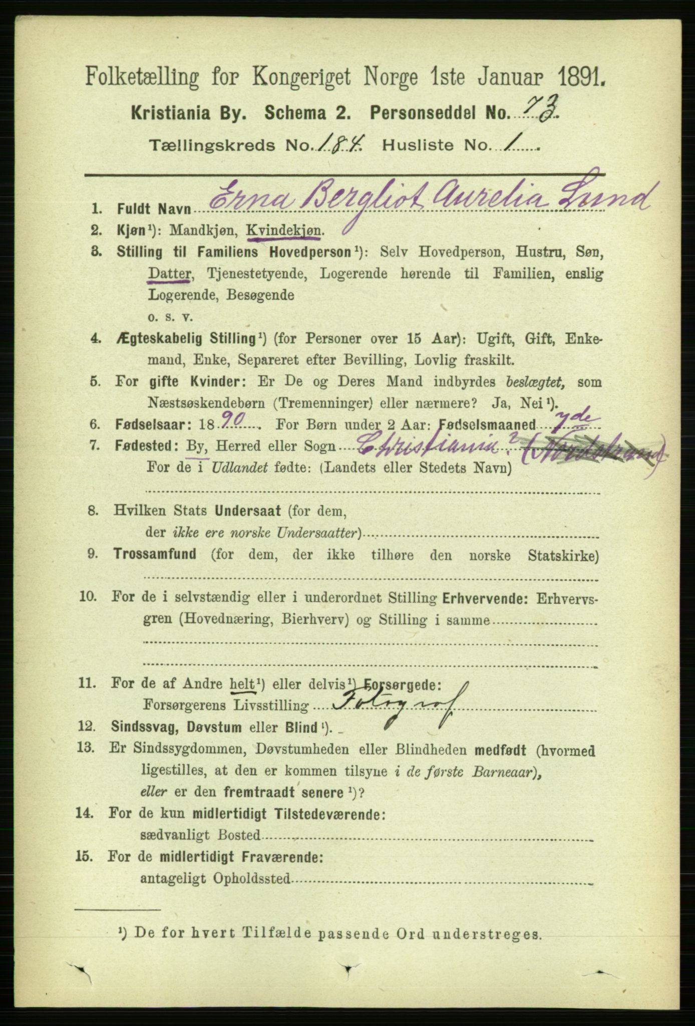 RA, 1891 census for 0301 Kristiania, 1891, p. 109955