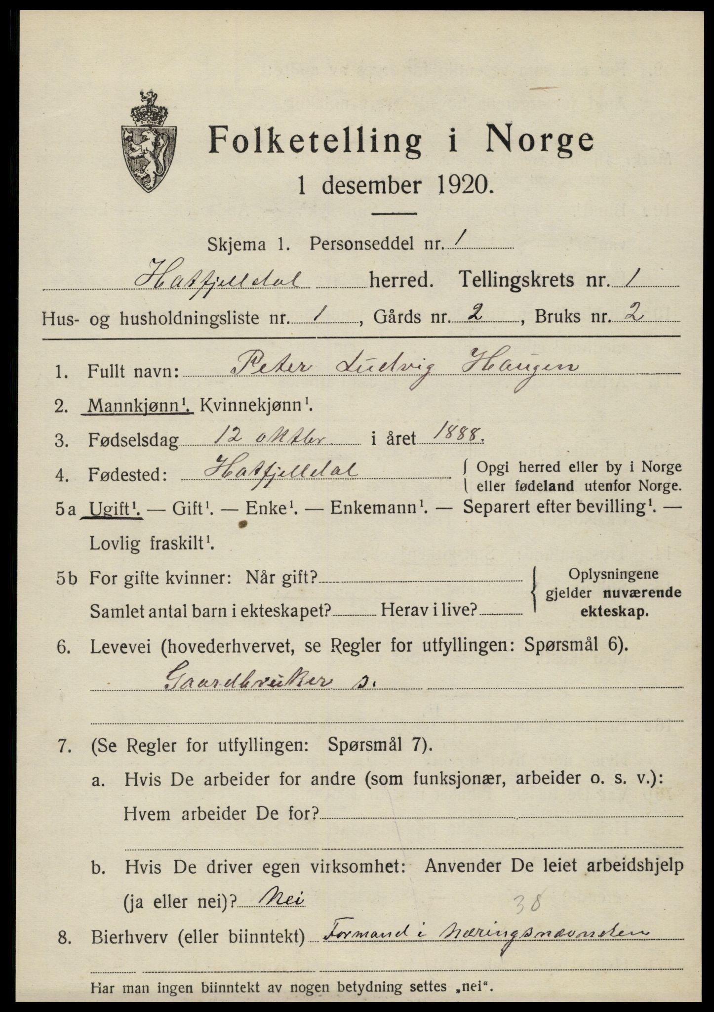 SAT, 1920 census for Hattfjelldal, 1920, p. 390