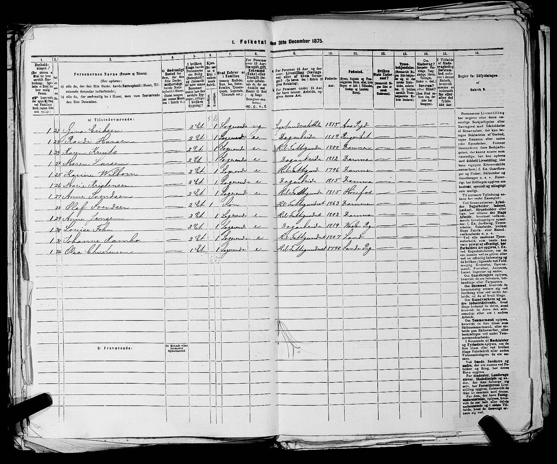 SAKO, 1875 census for 0602 Drammen, 1875, p. 803