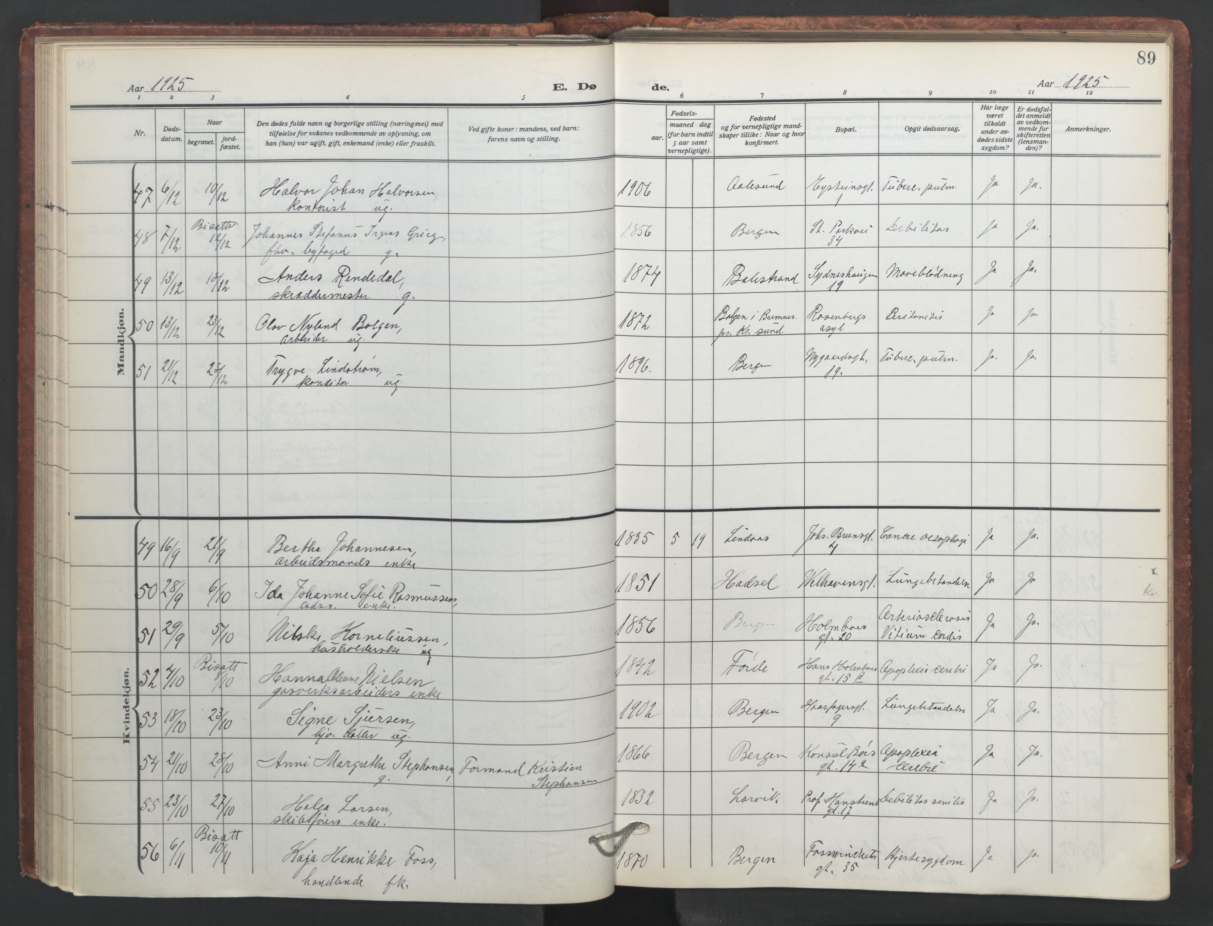 Johanneskirken sokneprestembete, SAB/A-76001/H/Hab: Parish register (copy) no. D 2, 1916-1950, p. 88b-89a