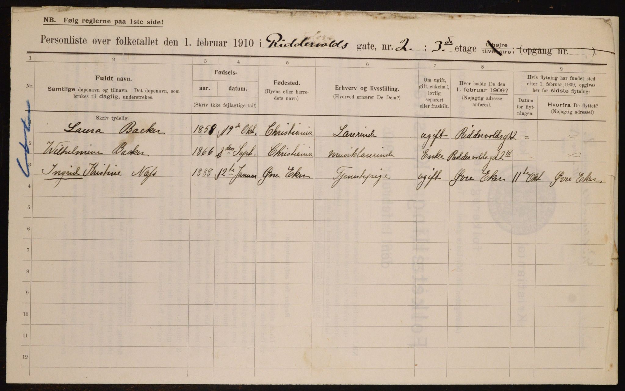 OBA, Municipal Census 1910 for Kristiania, 1910, p. 79369