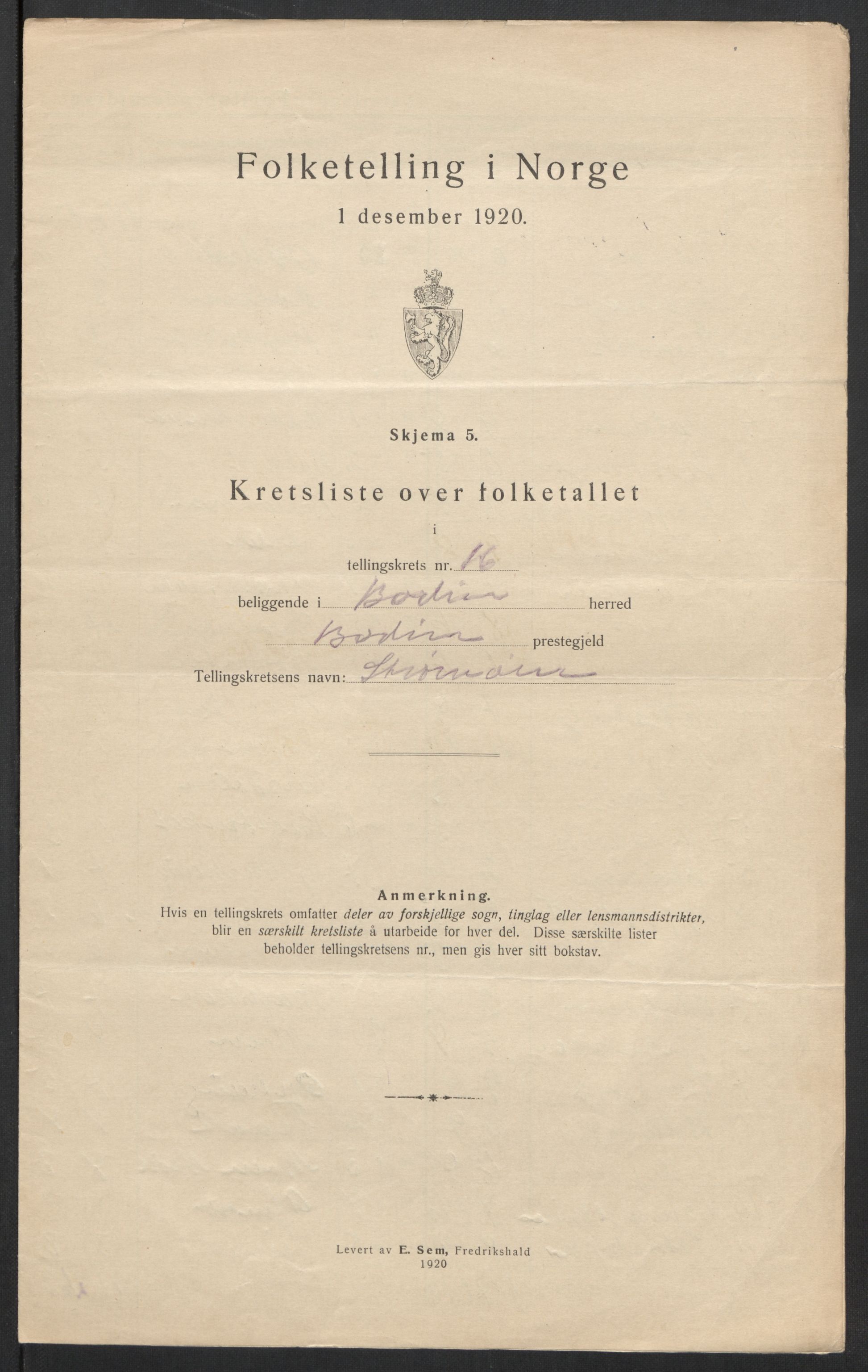 SAT, 1920 census for Bodin, 1920, p. 59