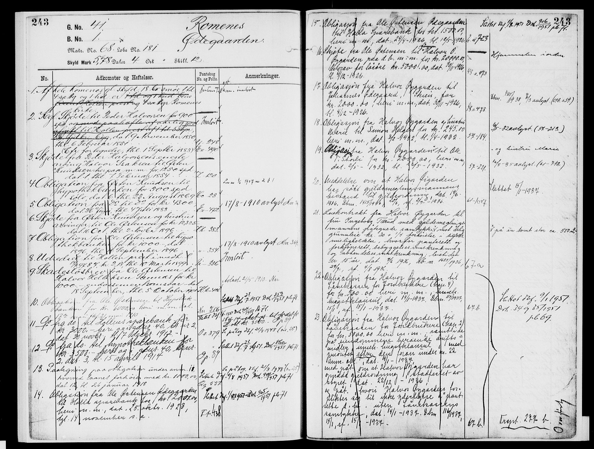 Nedre Telemark sorenskriveri, AV/SAKO-A-135/G/Gb/Gbg/L0002: Mortgage register no. VII 2, p. 243