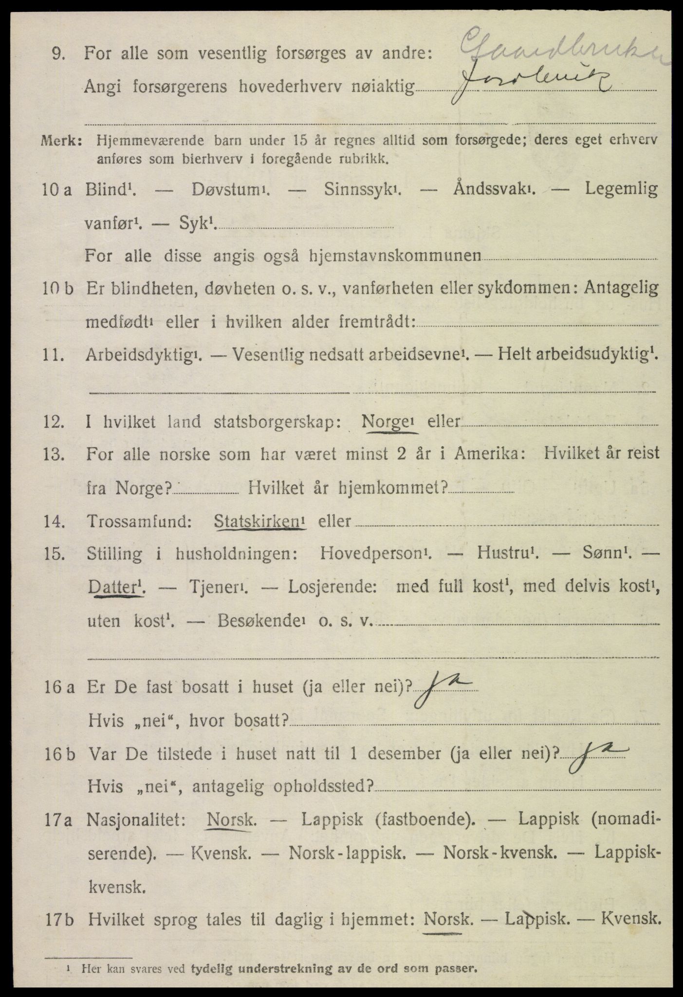 SAT, 1920 census for Snåsa, 1920, p. 3439