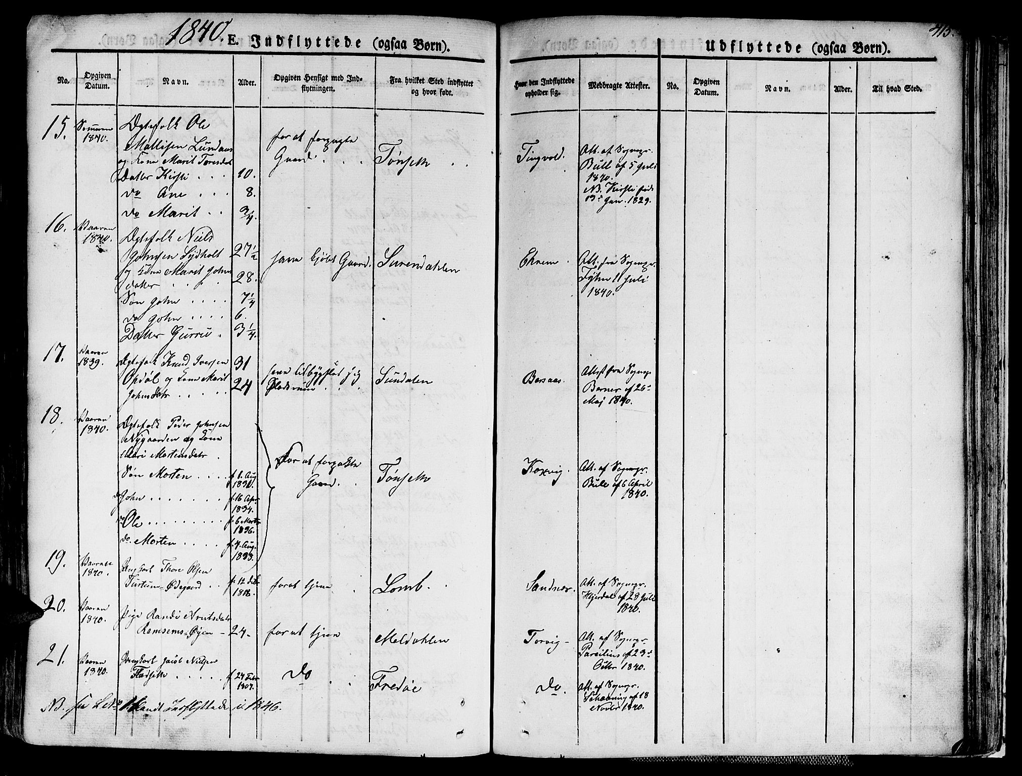 Ministerialprotokoller, klokkerbøker og fødselsregistre - Møre og Romsdal, SAT/A-1454/586/L0983: Parish register (official) no. 586A09, 1829-1843, p. 415